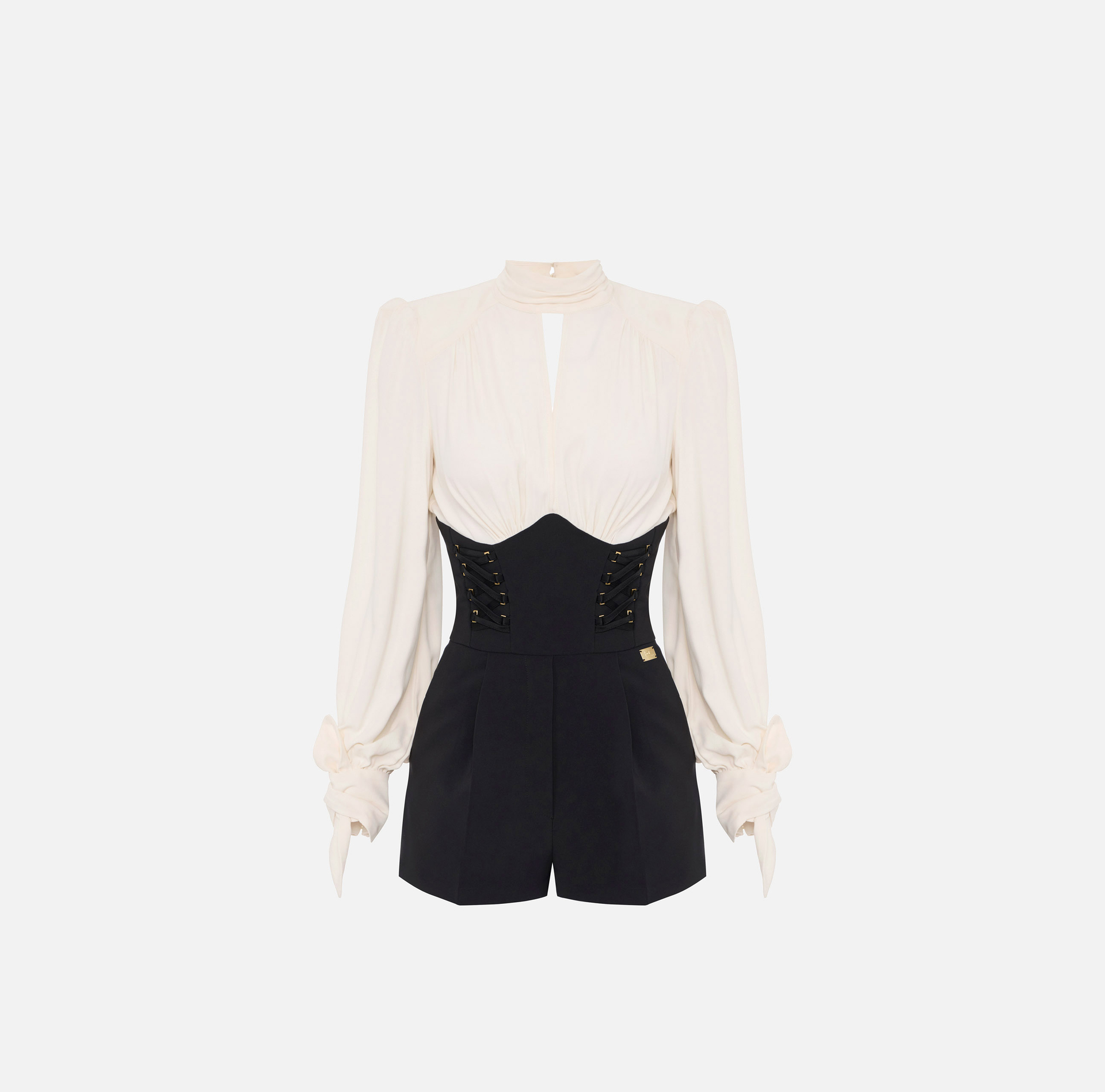 Tuta in crêpe e georgette con lacci criss-cross - Elisabetta Franchi