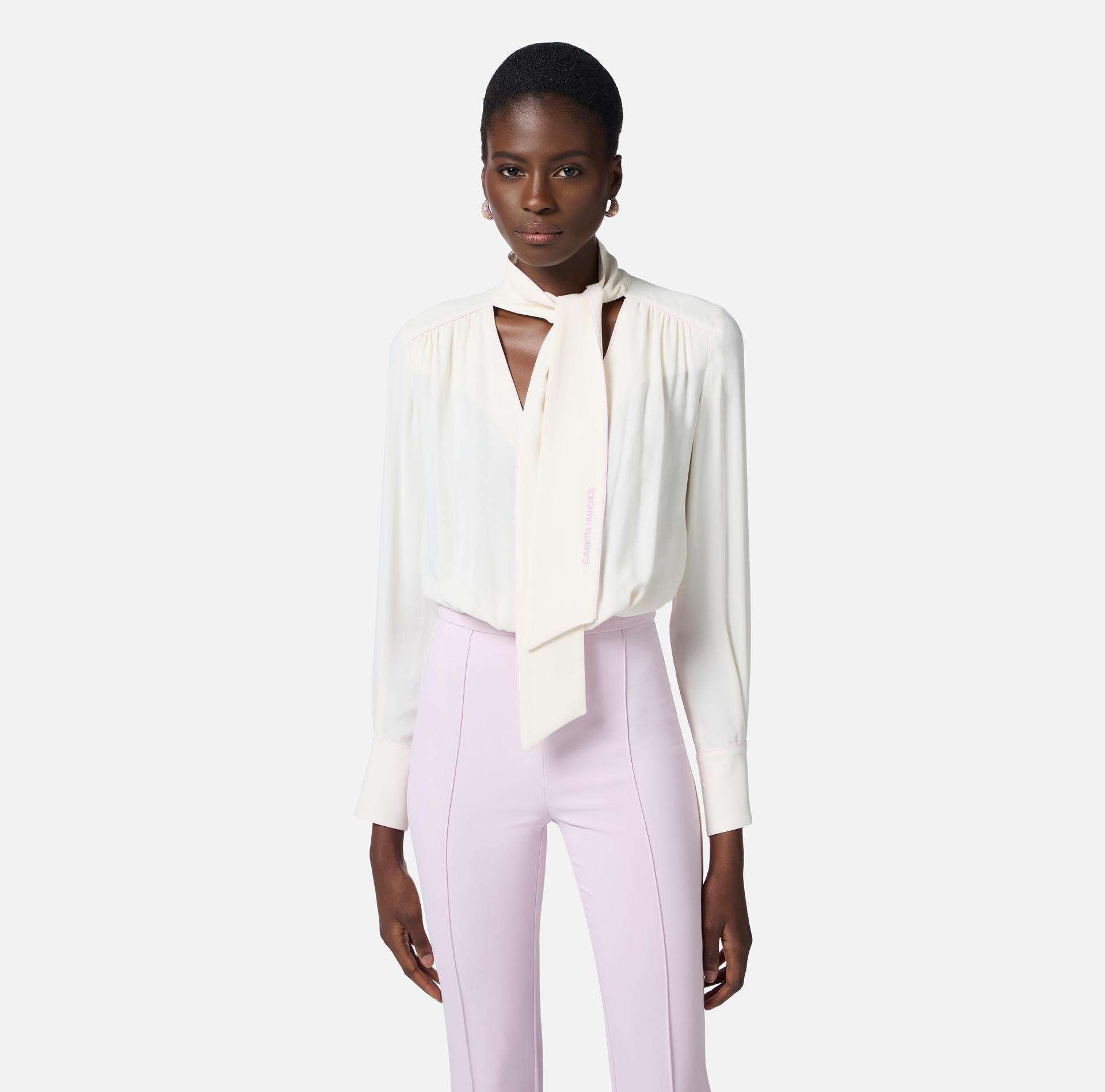 Jumpsuit in georgette and crêpe fabrics with piping - Elisabetta Franchi