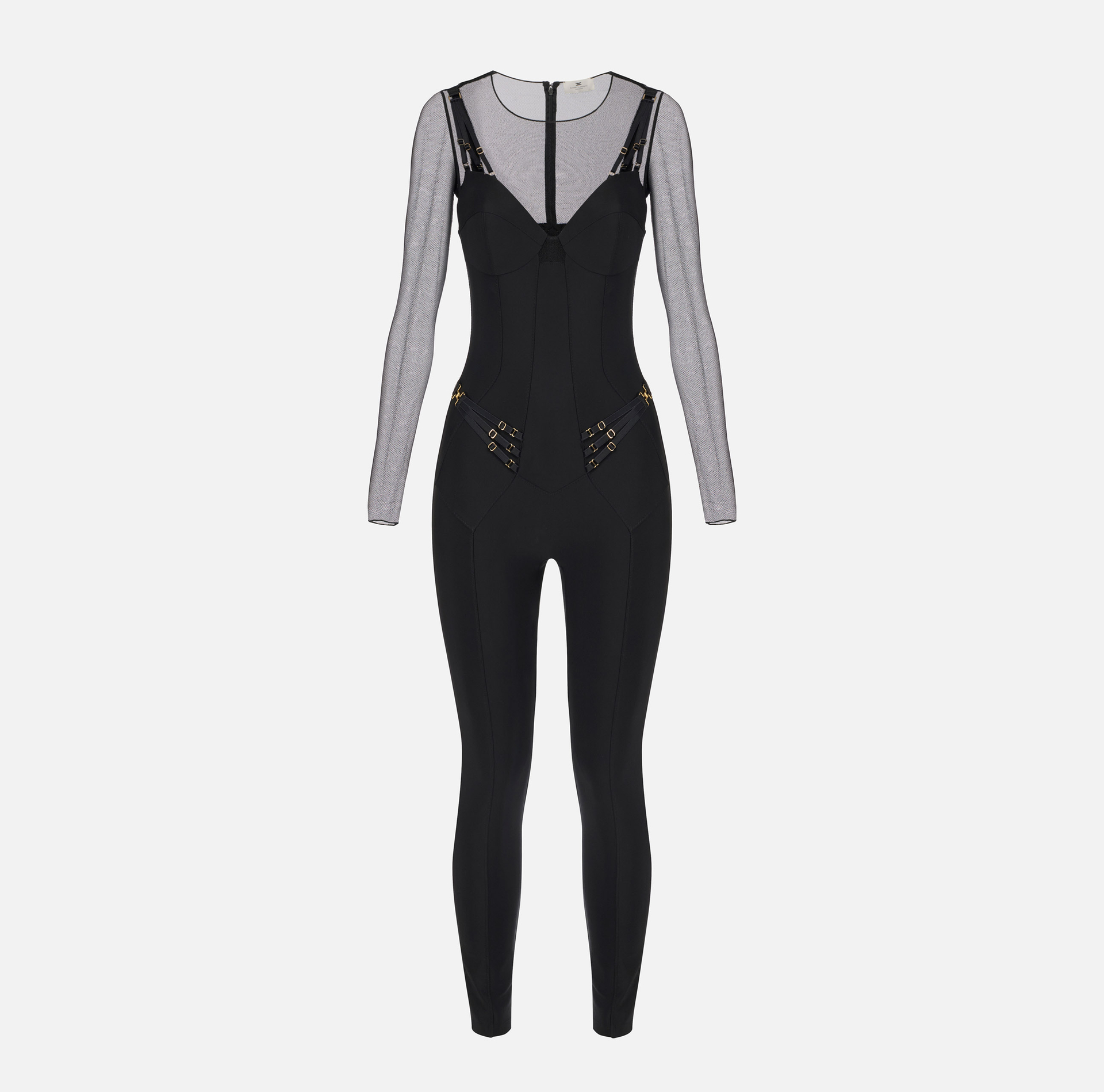 Kombinezon z dżerseju i tiulu z elastycznymi wstawkami - Elisabetta Franchi