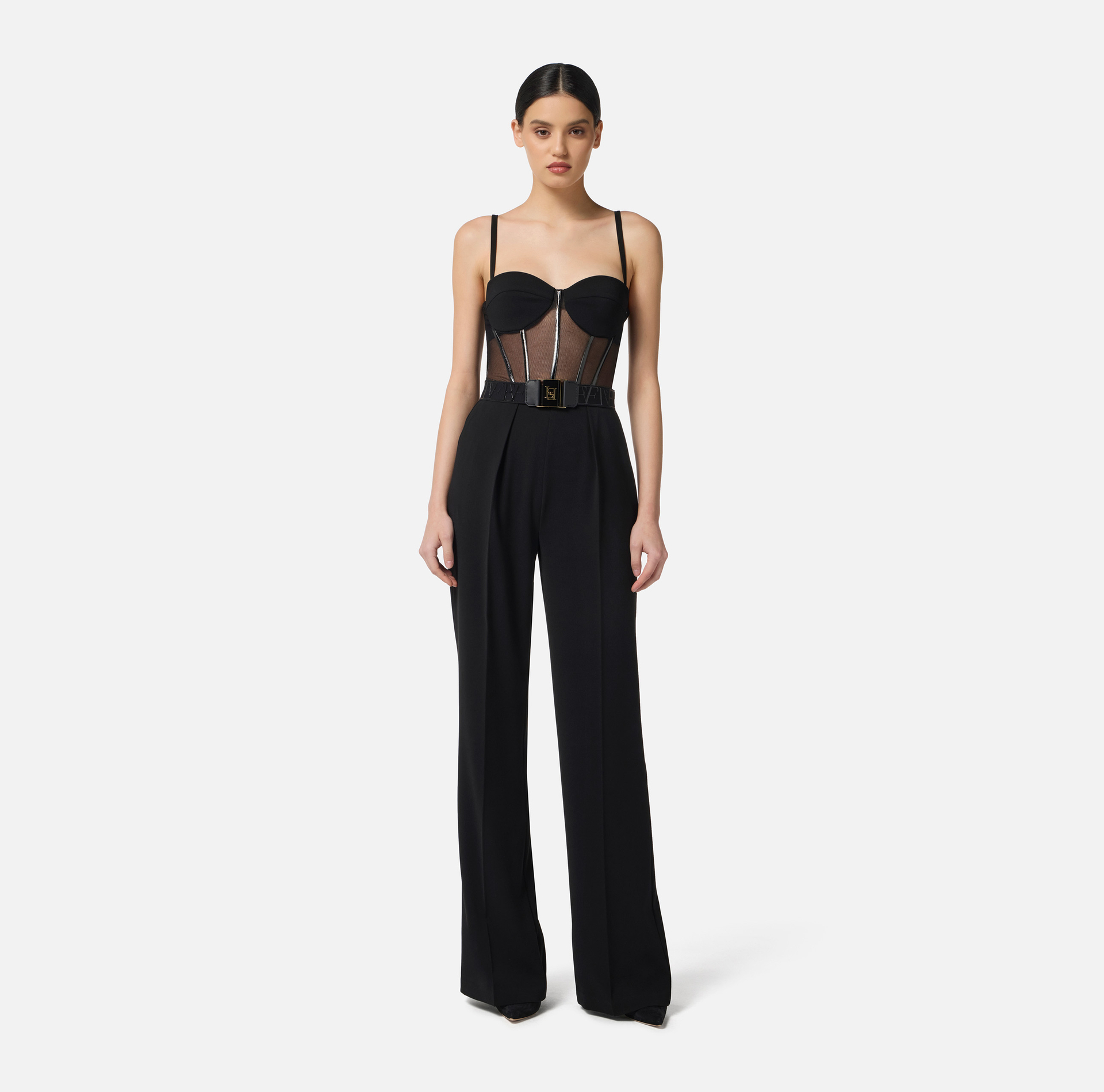 Jumpsuit in lightweight crêpe and tulle fabrics - Elisabetta Franchi