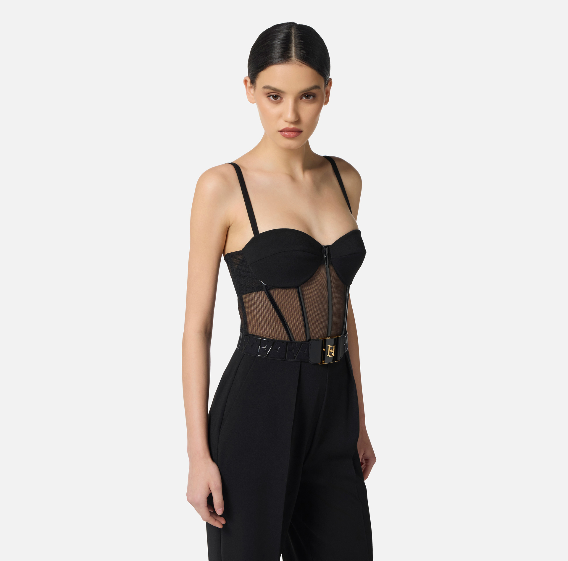 Jumpsuit in lightweight crêpe and tulle fabrics - Elisabetta Franchi