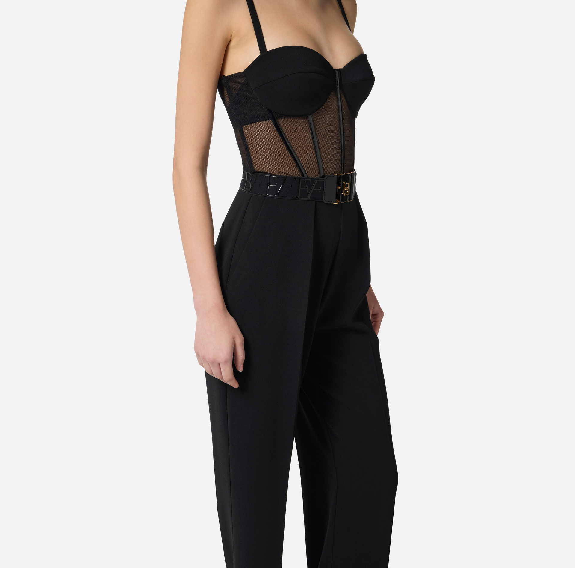 Jumpsuit in lightweight crêpe and tulle fabrics - Elisabetta Franchi