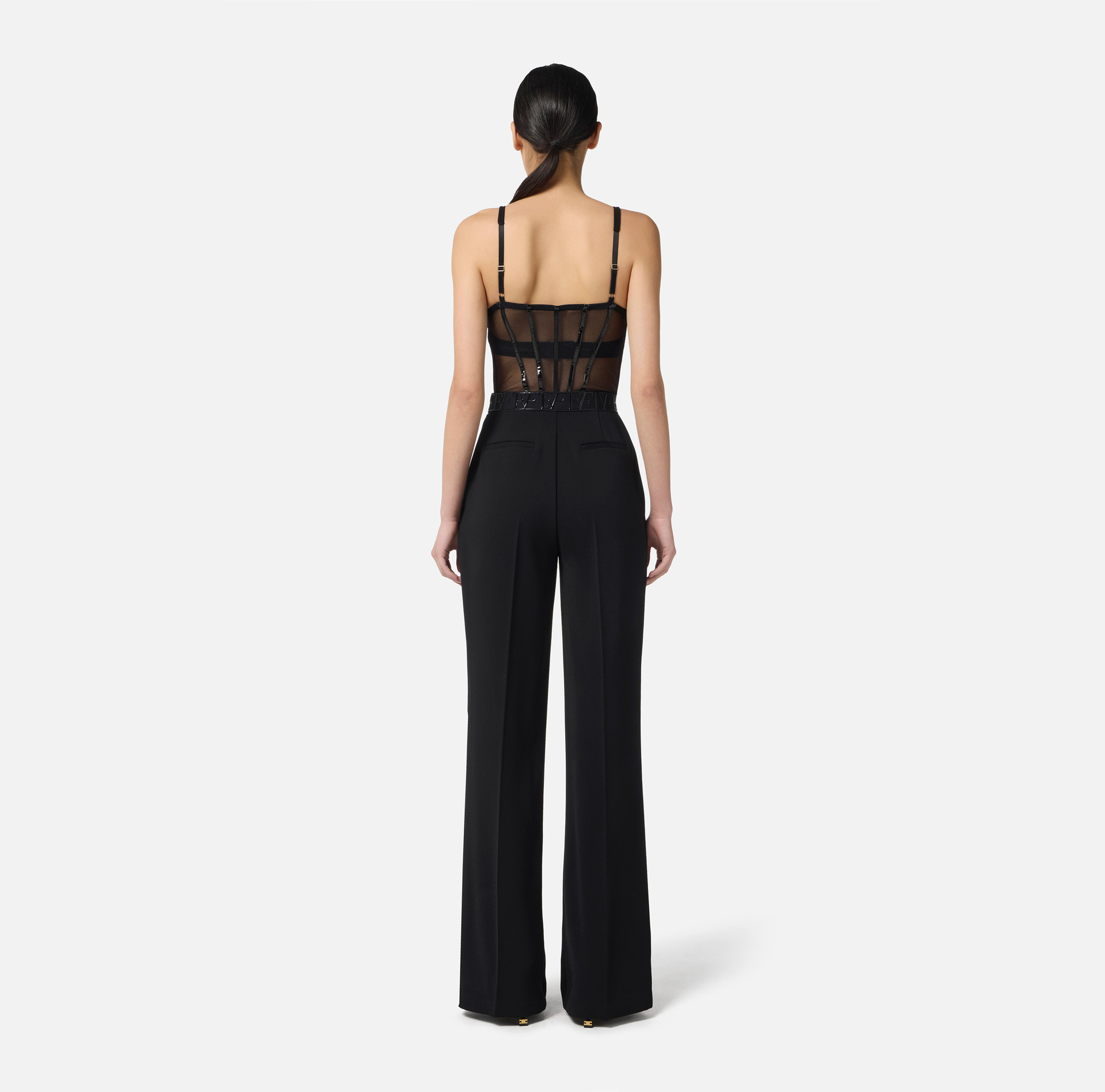Jumpsuit in lightweight crêpe and tulle fabrics - Elisabetta Franchi