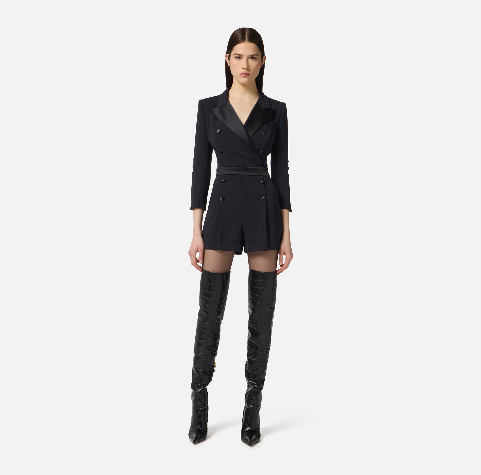 Mono de crepé ligero con detalles esmoquin - Elisabetta Franchi