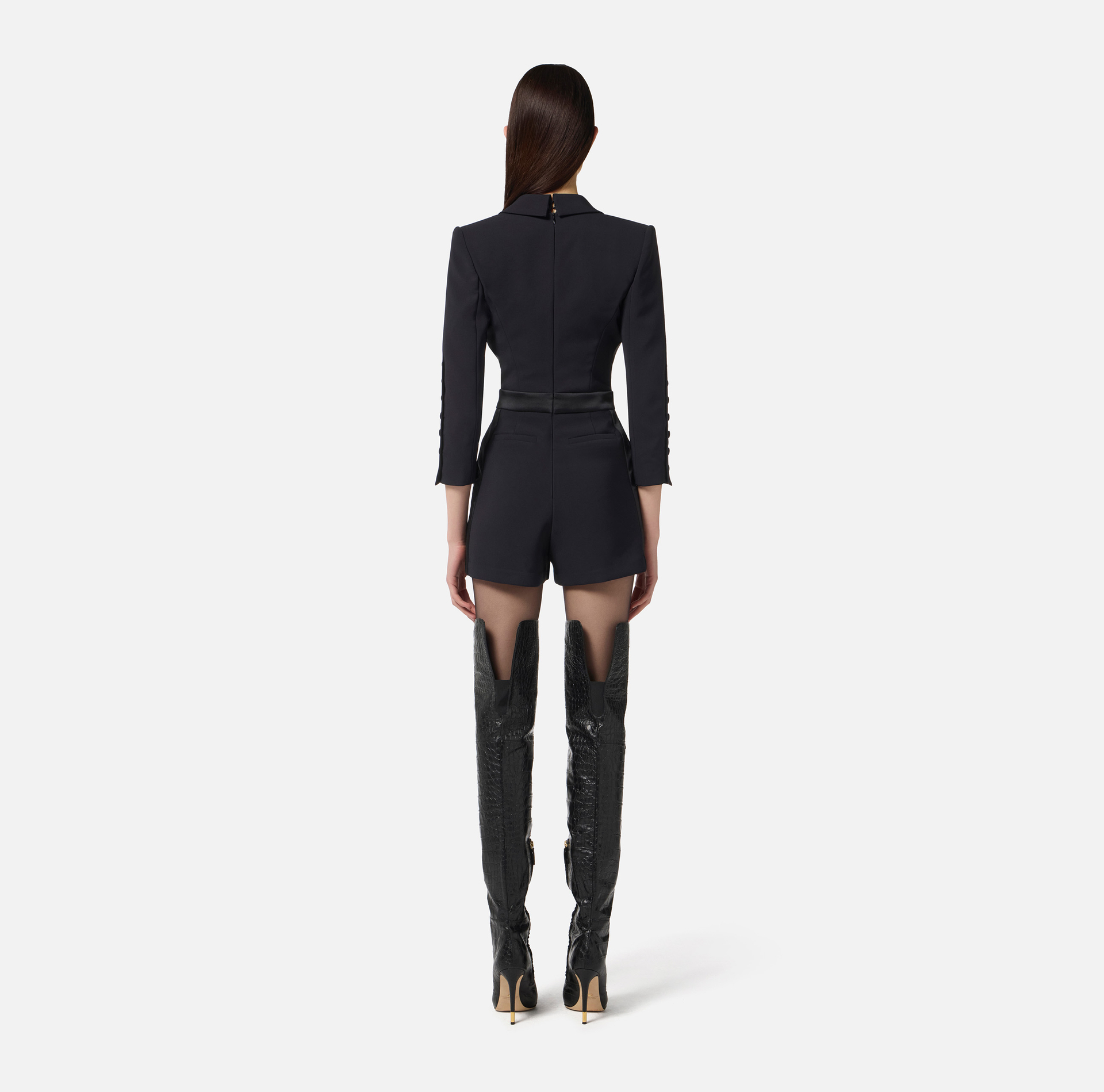 Mono de crepé ligero con detalles esmoquin - Elisabetta Franchi