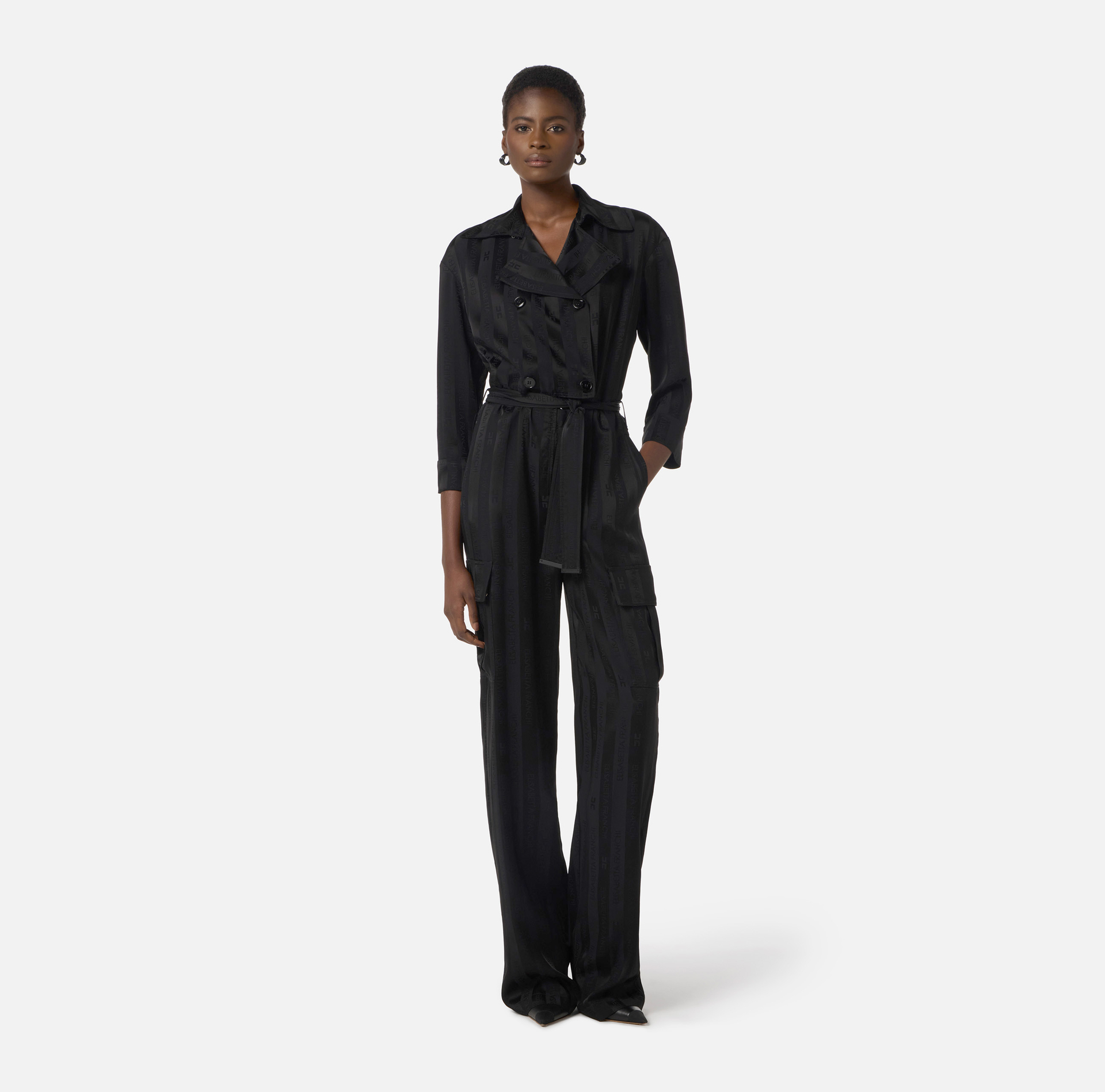 Satin jumpsuit with jacquard stripes - Elisabetta Franchi