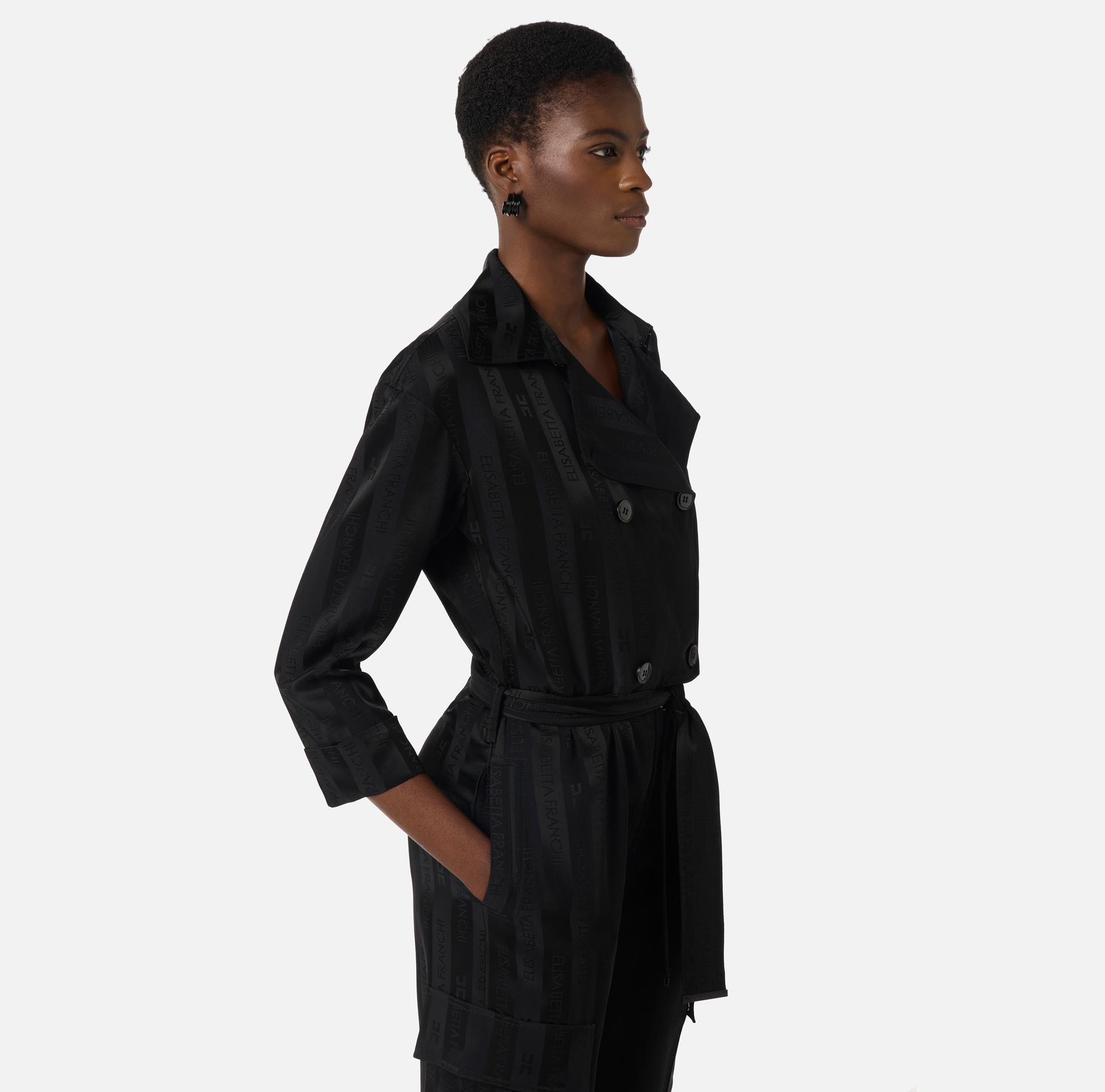 Satin jumpsuit with jacquard stripes - Elisabetta Franchi