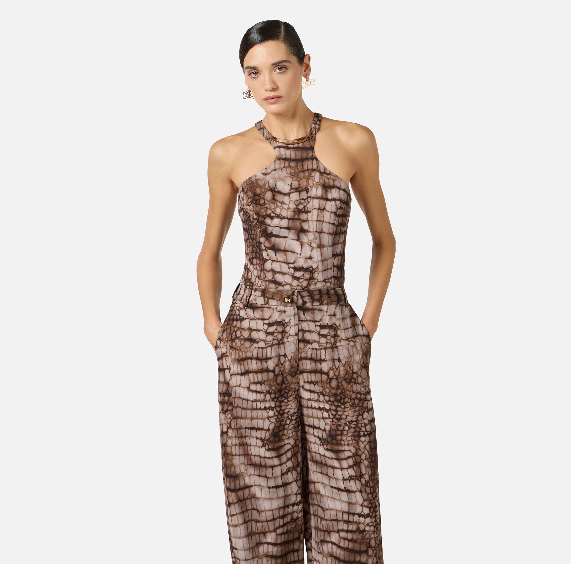 Mono de punto ligero con estampado de cocodrilo - Elisabetta Franchi