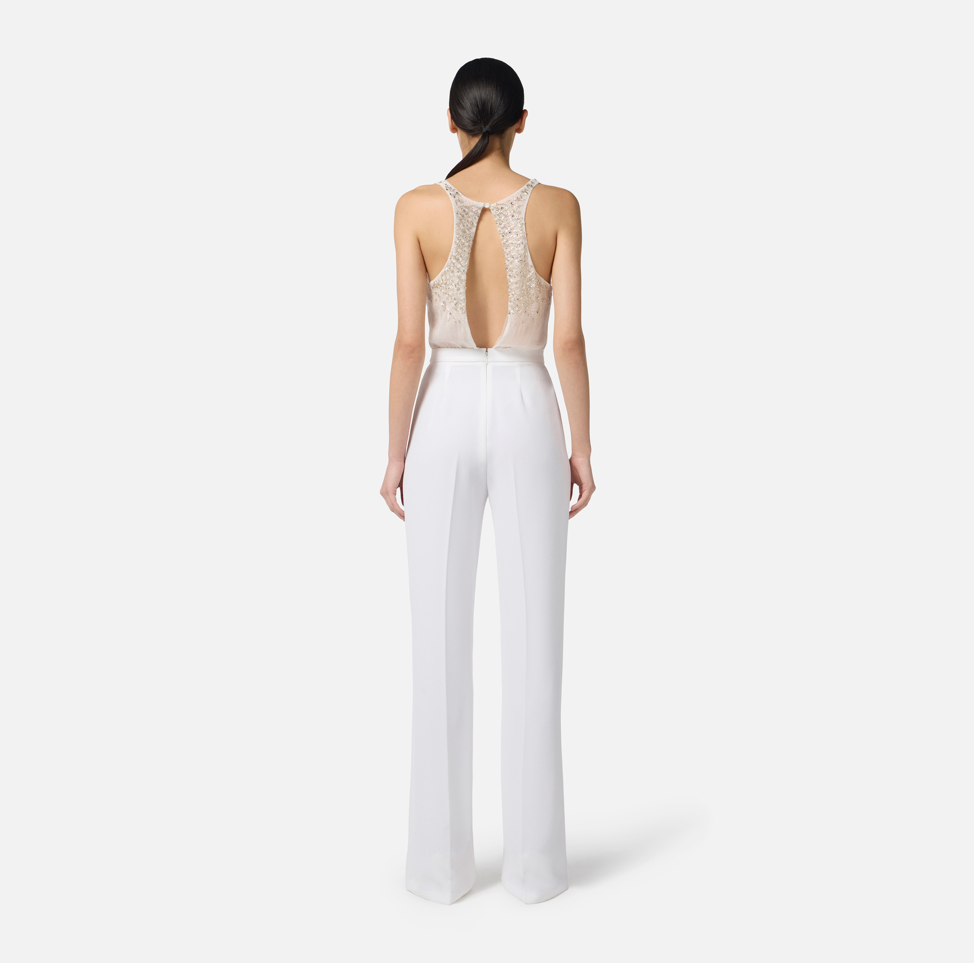Jumpsuit in georgette and crêpe fabrics with crystals - Elisabetta Franchi