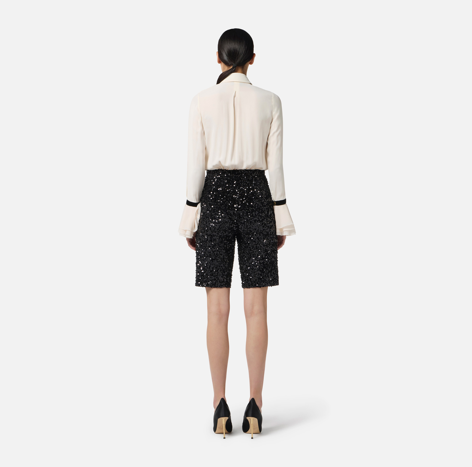 Tuta in georgette e paillettes con cravatta - Elisabetta Franchi
