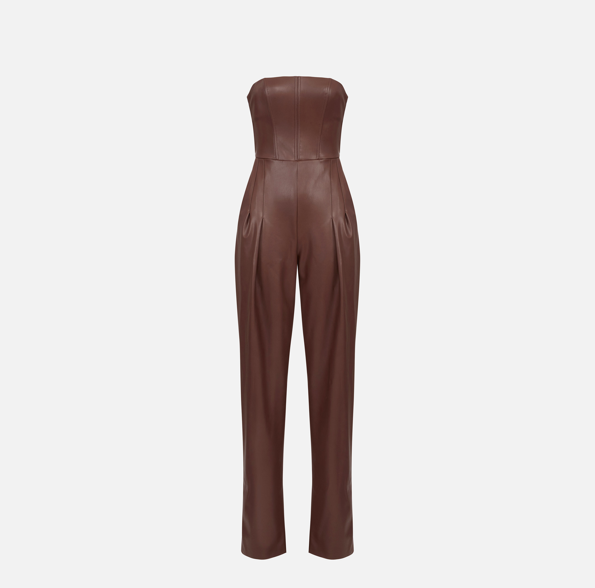 Bustier jumpsuit with nappa leather texture - Elisabetta Franchi