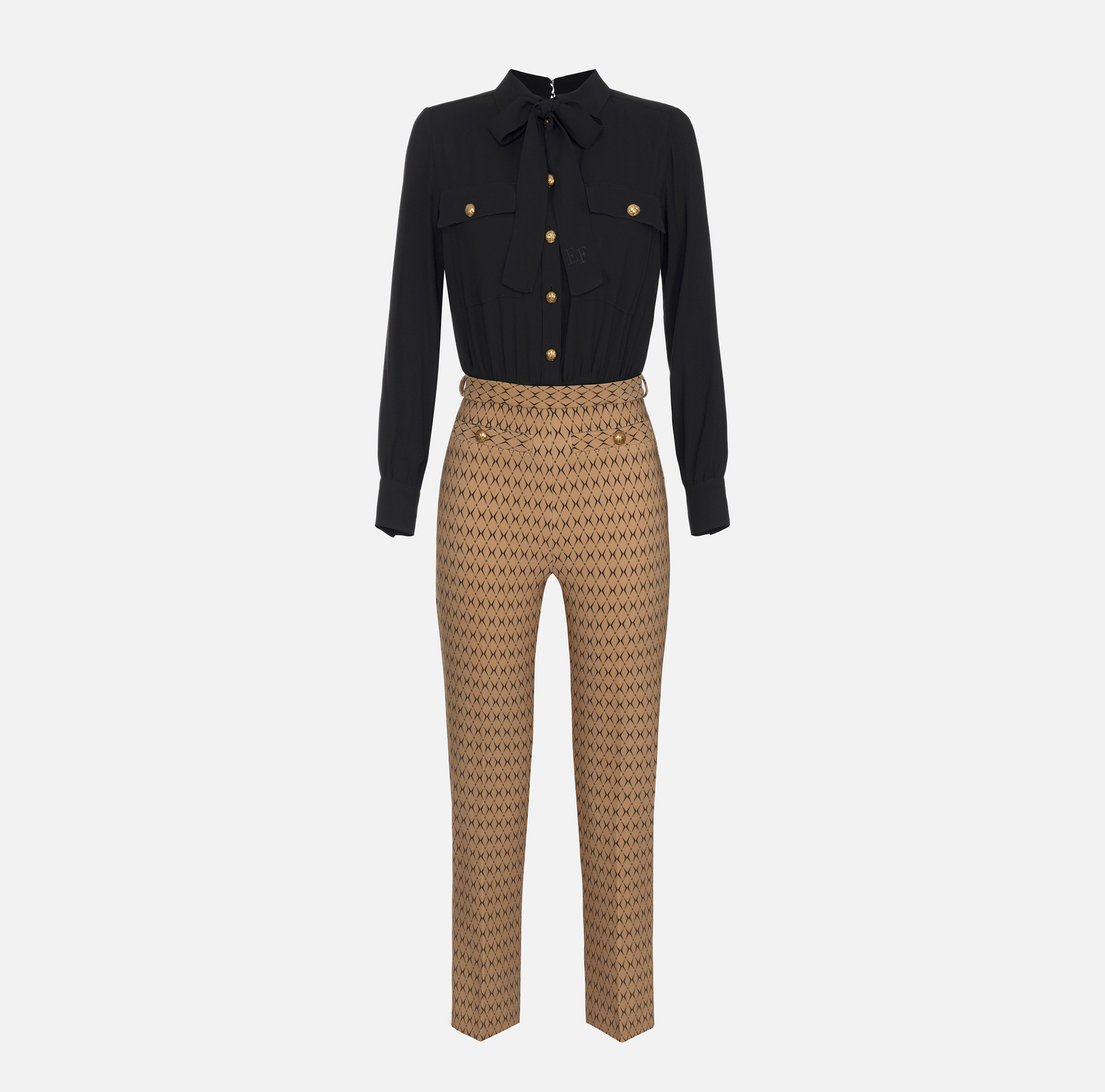 Combinaison en crêpe stretch imprimé losange avec nœud - ABBIGLIAMENTO - Elisabetta Franchi