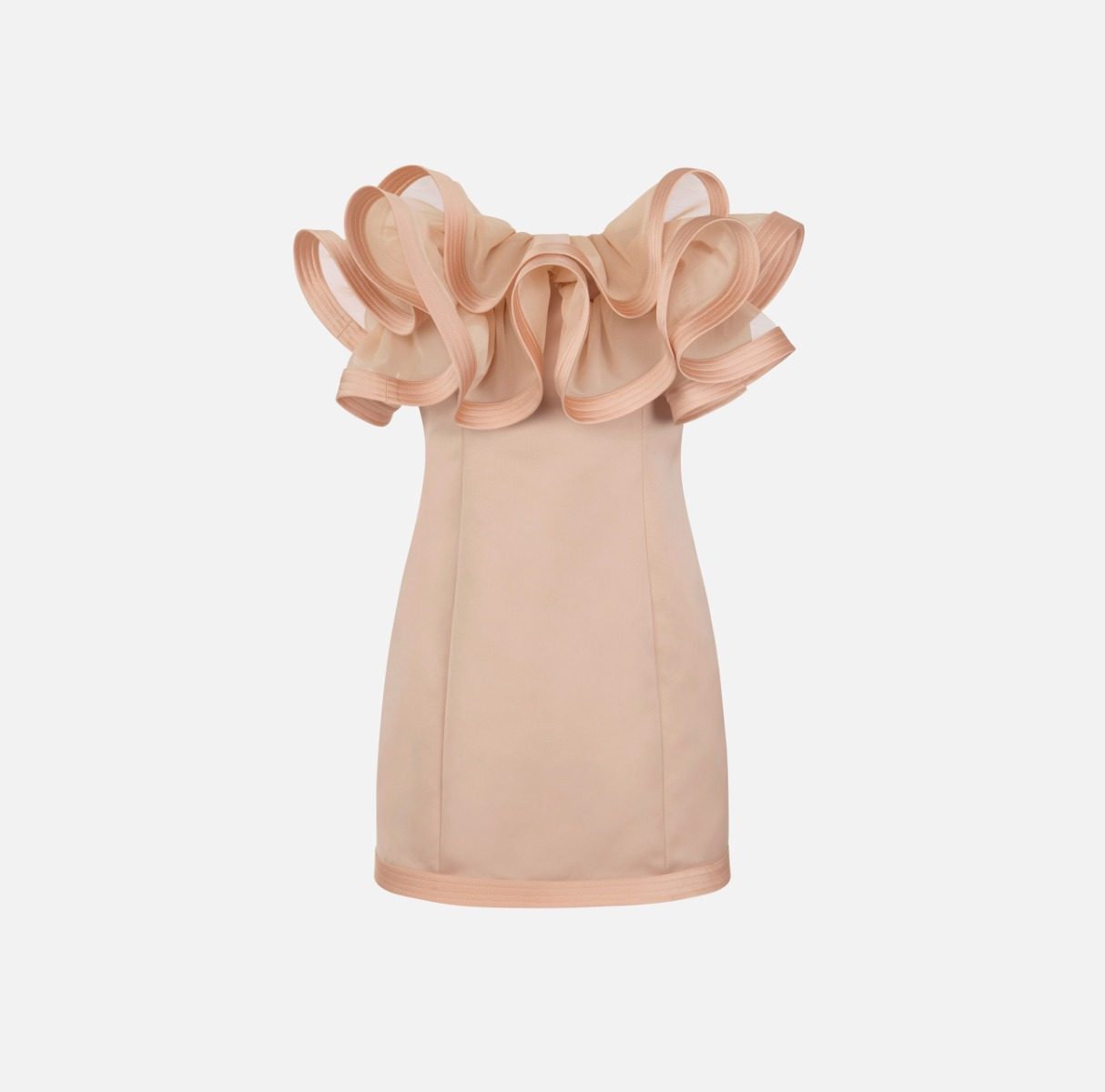 Mini abito in duchesse con maxi ruche