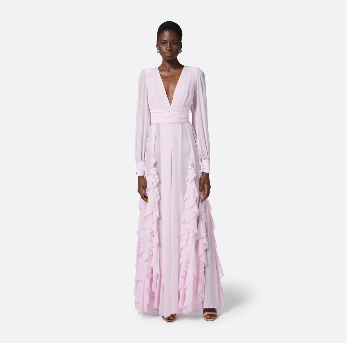 Abito Red Carpet in georgette con ruches - Elisabetta Franchi