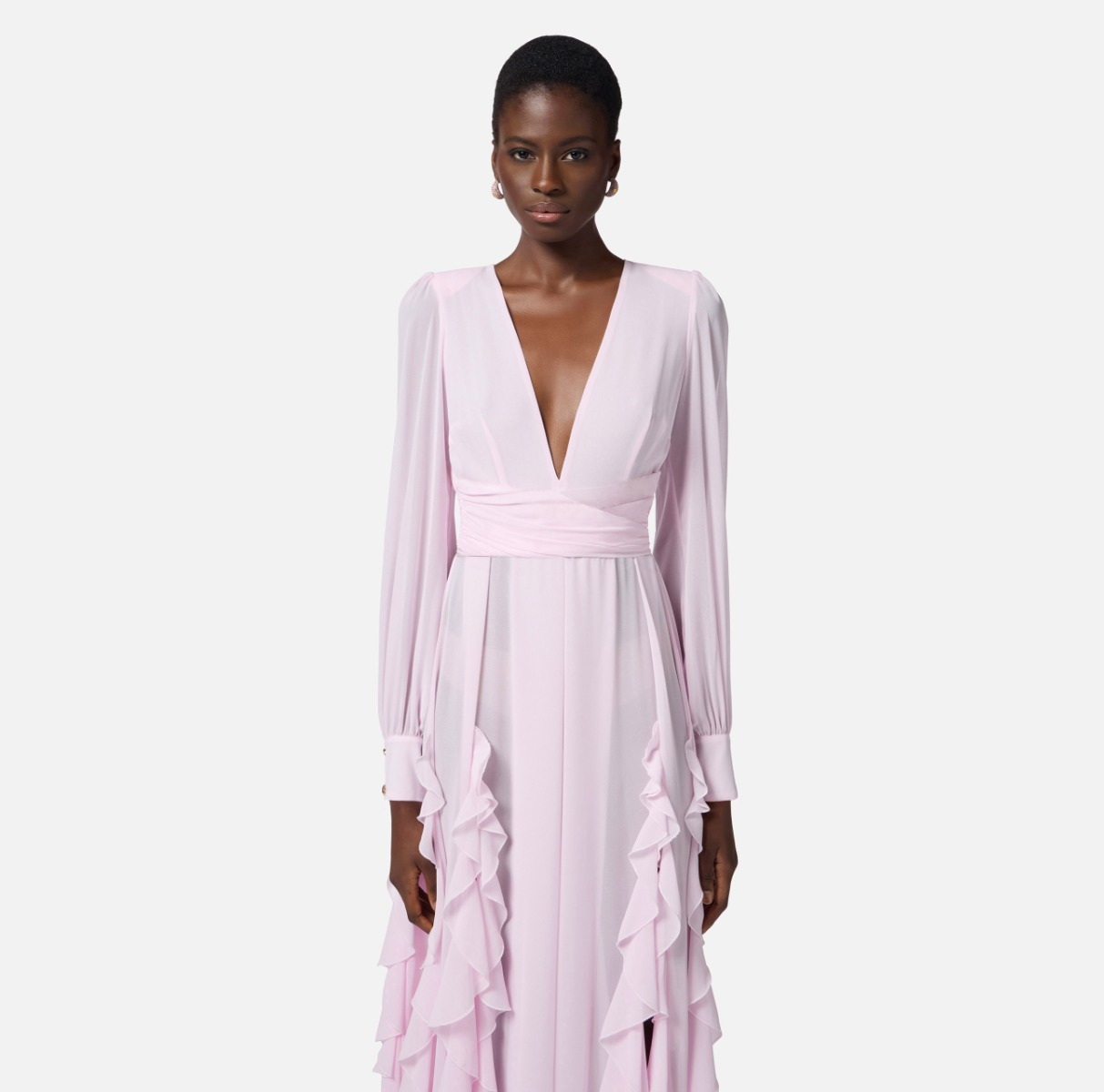 Abito Red Carpet in georgette con ruches - Elisabetta Franchi