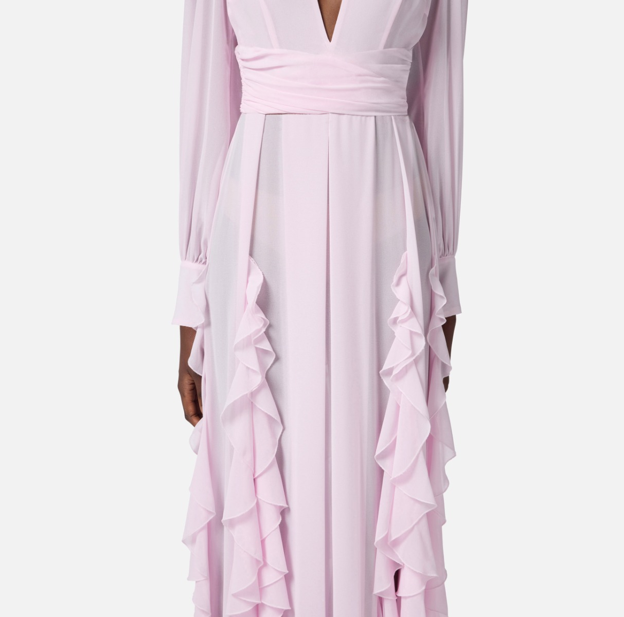 Abito Red Carpet in georgette con ruches - Elisabetta Franchi
