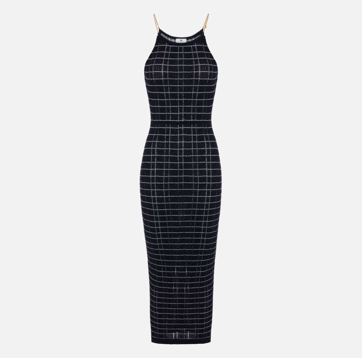 Abito in maglia a righe con catene