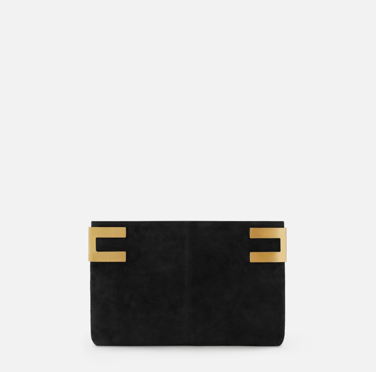 Pochette Rêve Noir in camoscio con logo metallico
