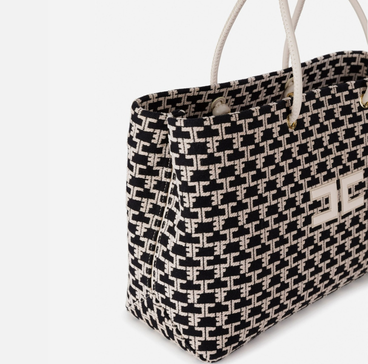 Madame Monogram Shopper Bag With Logo - Elisabetta Franchi