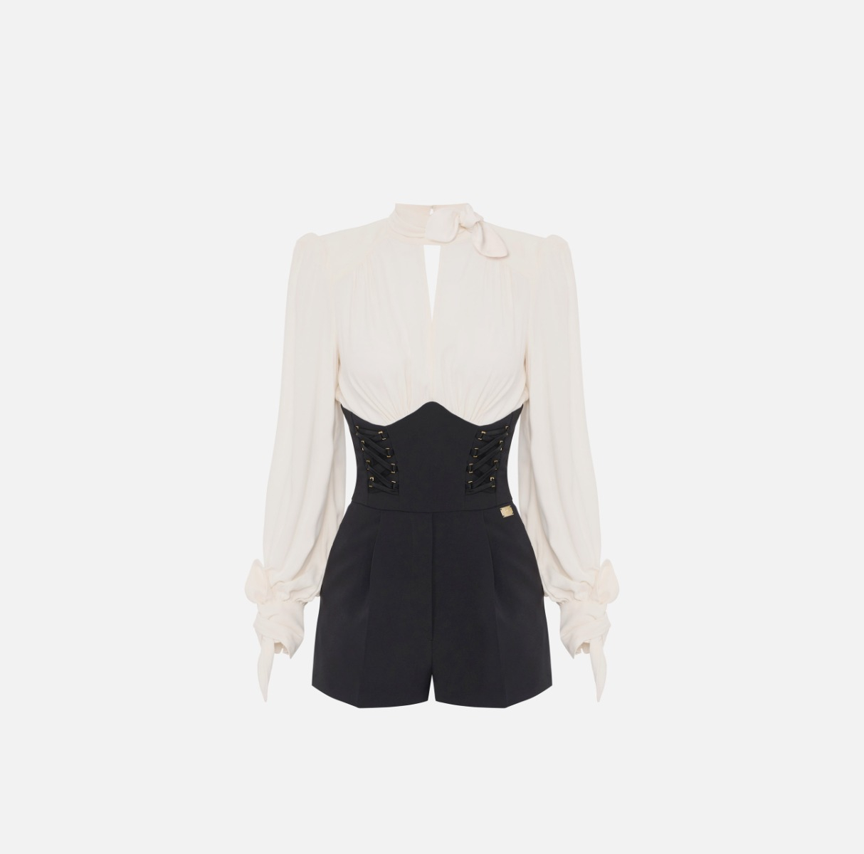 Tuta in crêpe e georgette con lacci criss-cross - Elisabetta Franchi