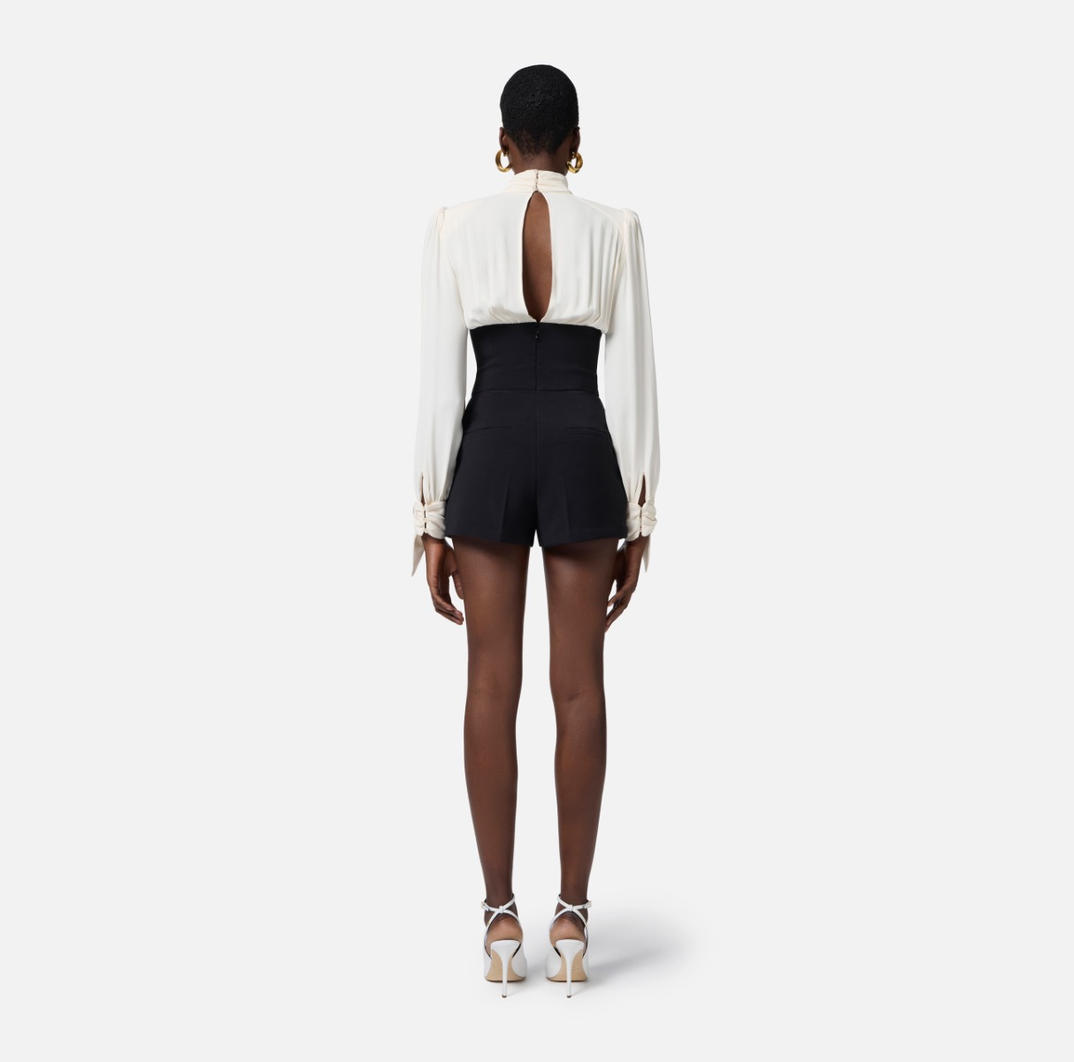 Tuta in crêpe e georgette con lacci criss-cross - Elisabetta Franchi