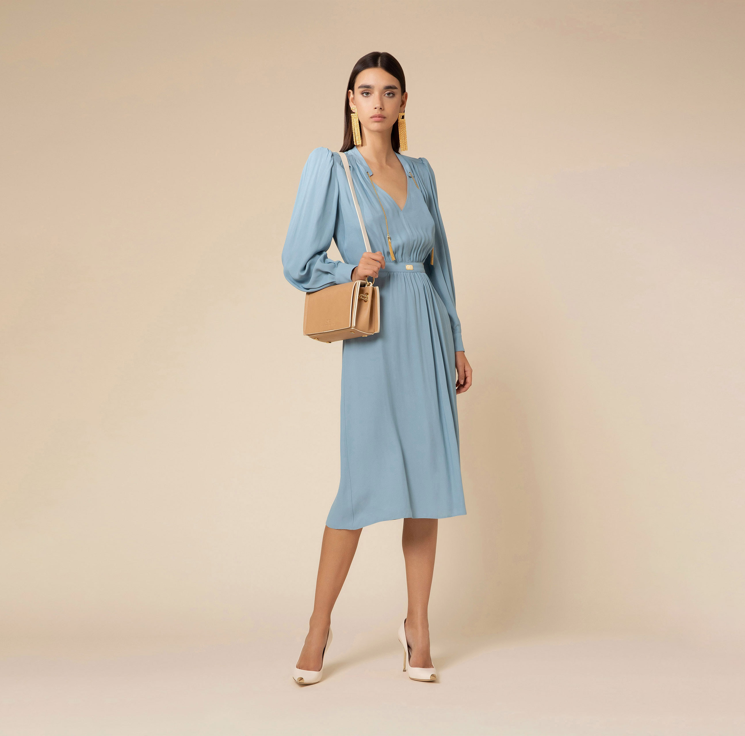 Midi dress with Mandarin collar - Elisabetta Franchi