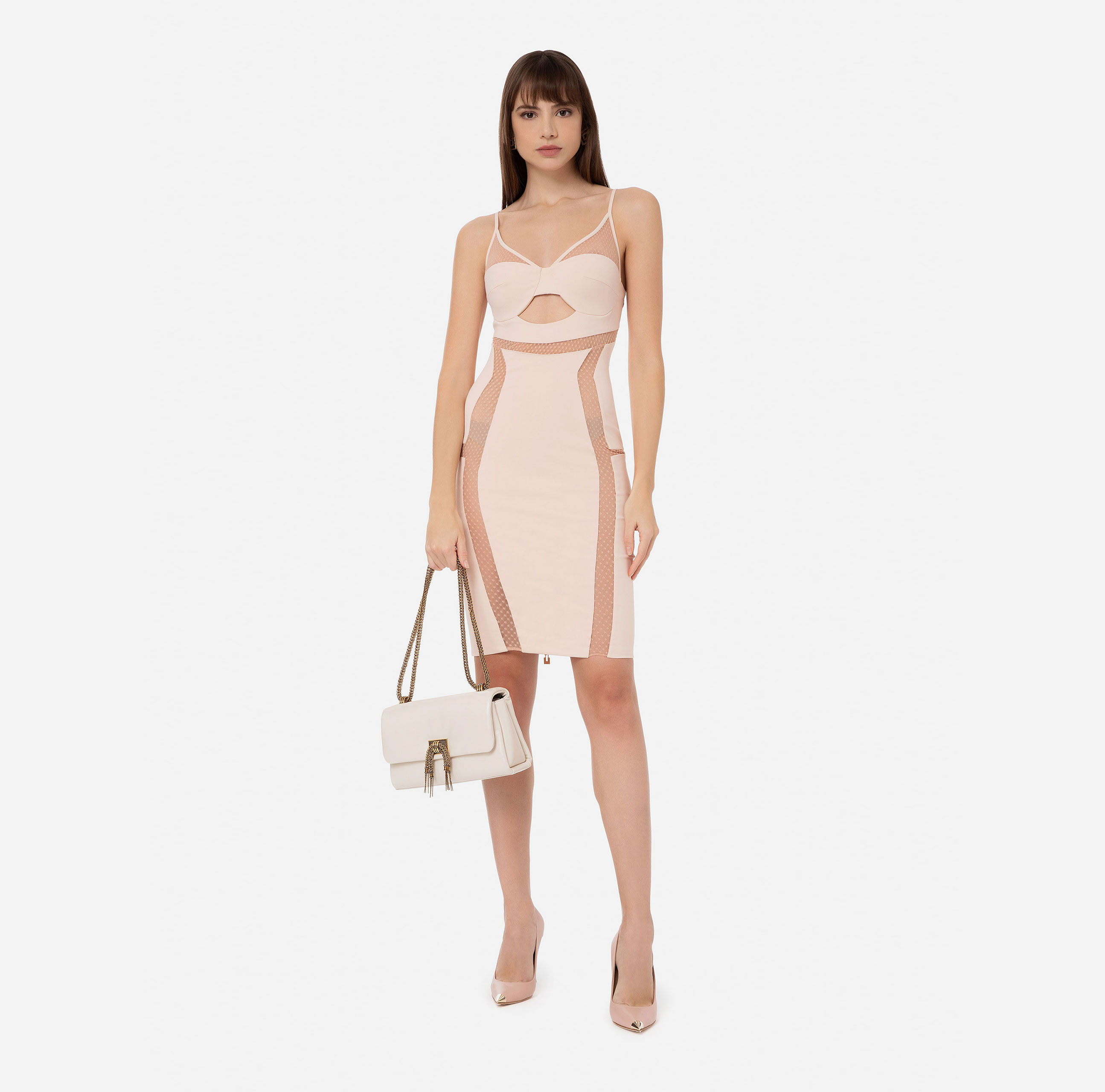 Sheath dress with cut-outs and tulle inserts - Elisabetta Franchi