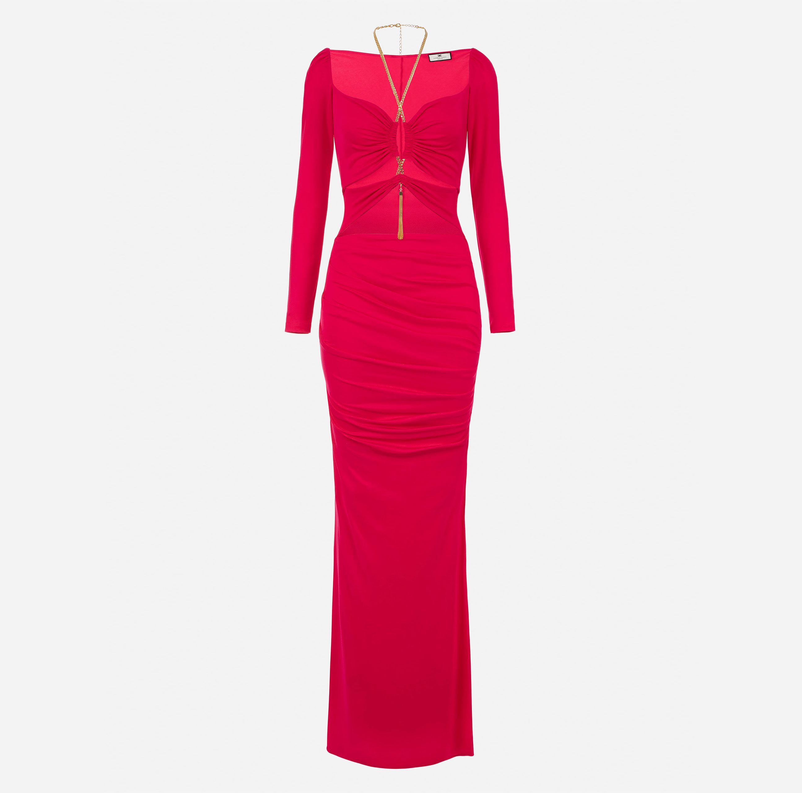 Red carpet dress in jersey with interlaced chain - Elisabetta Franchi