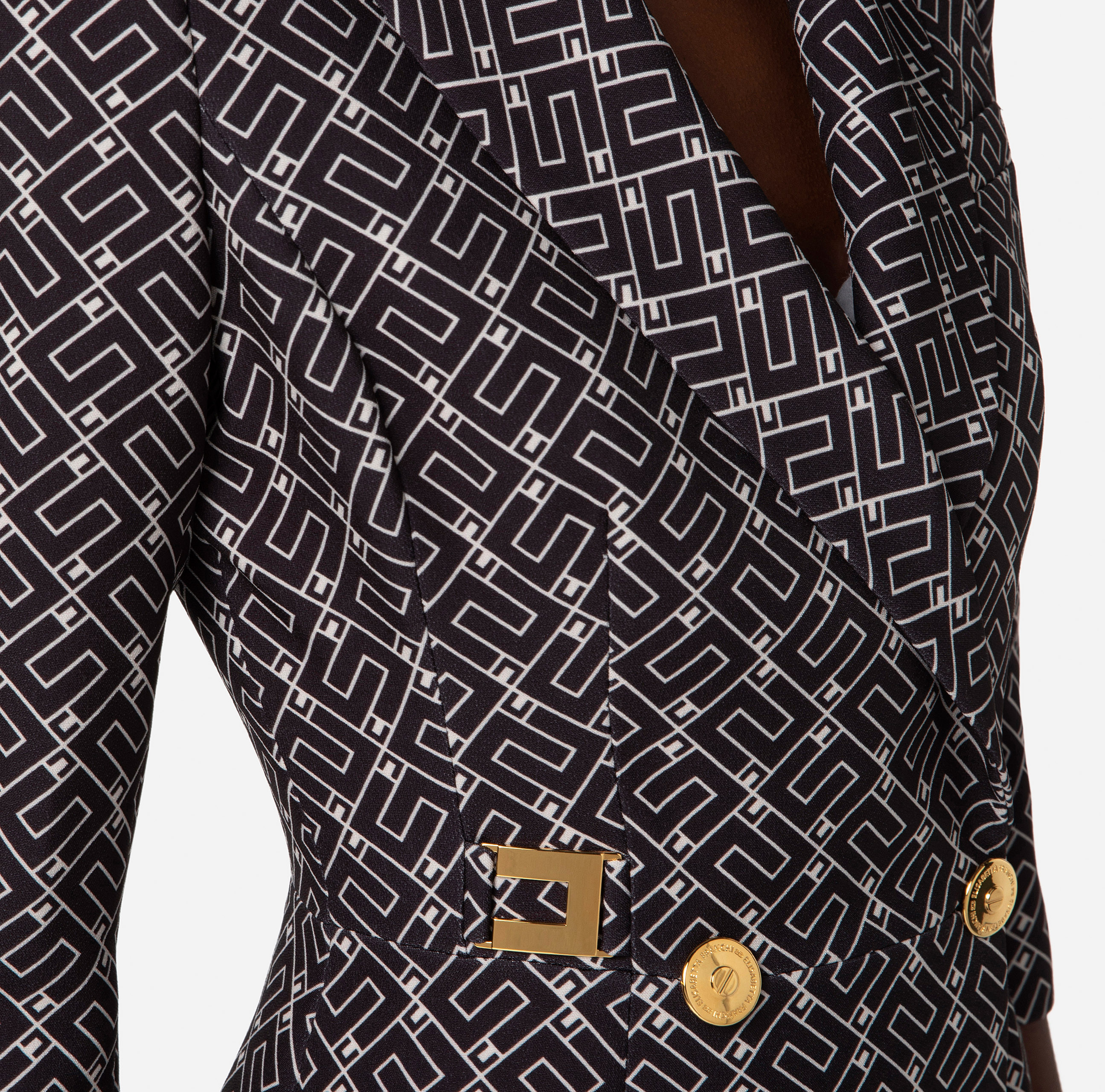 Платье-пиджак из двойного крепа с принтом - Elisabetta Franchi