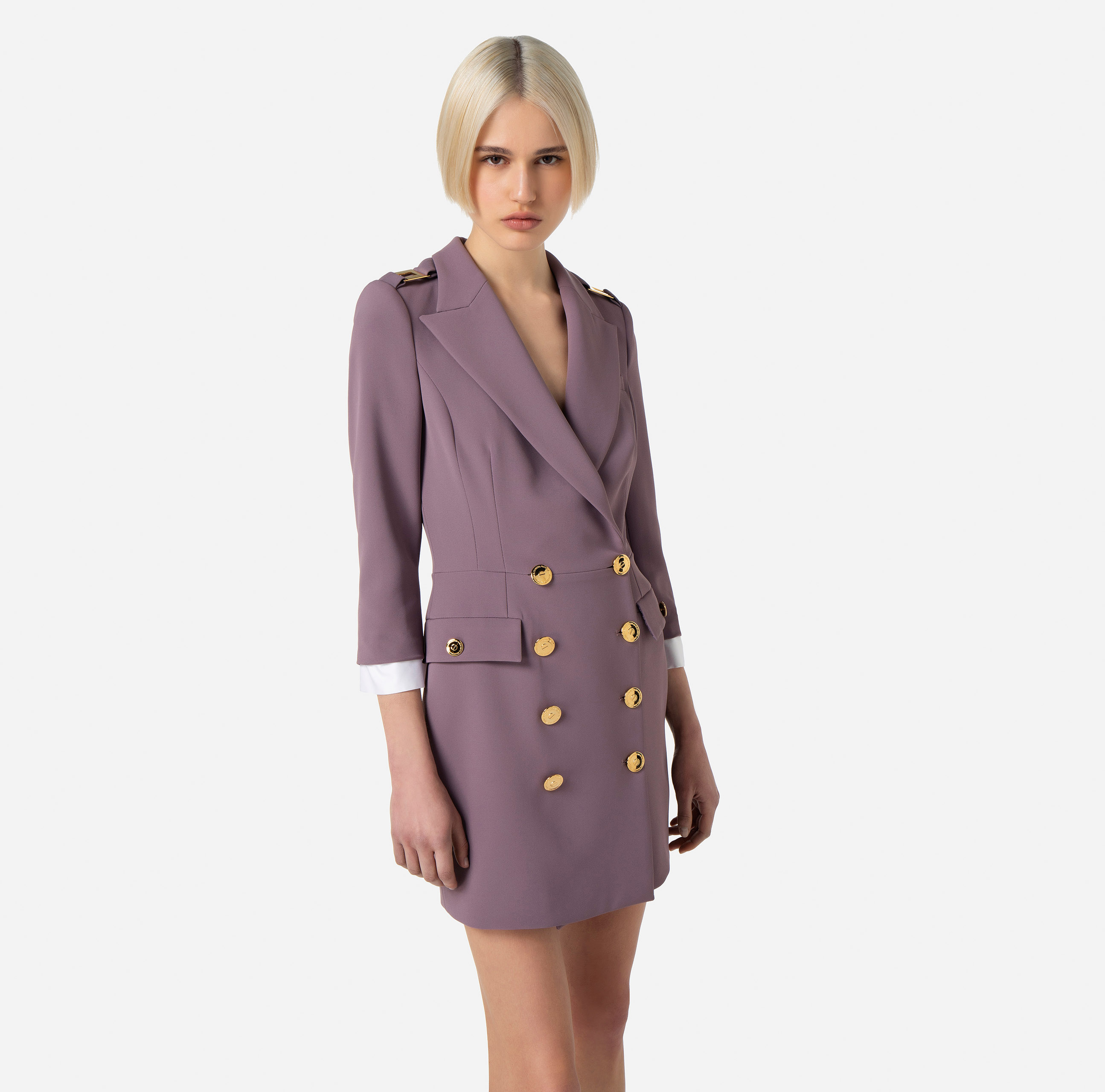 Coat dress in double layer crêpe fabric - Elisabetta Franchi