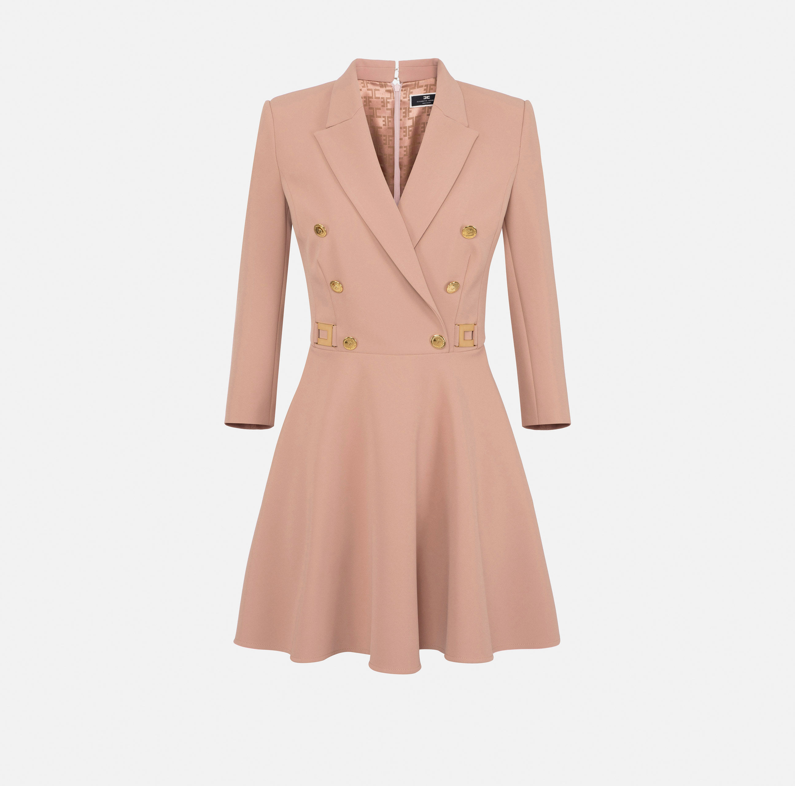 Coat dress in double layer crêpe fabric with gored skirt - Elisabetta Franchi