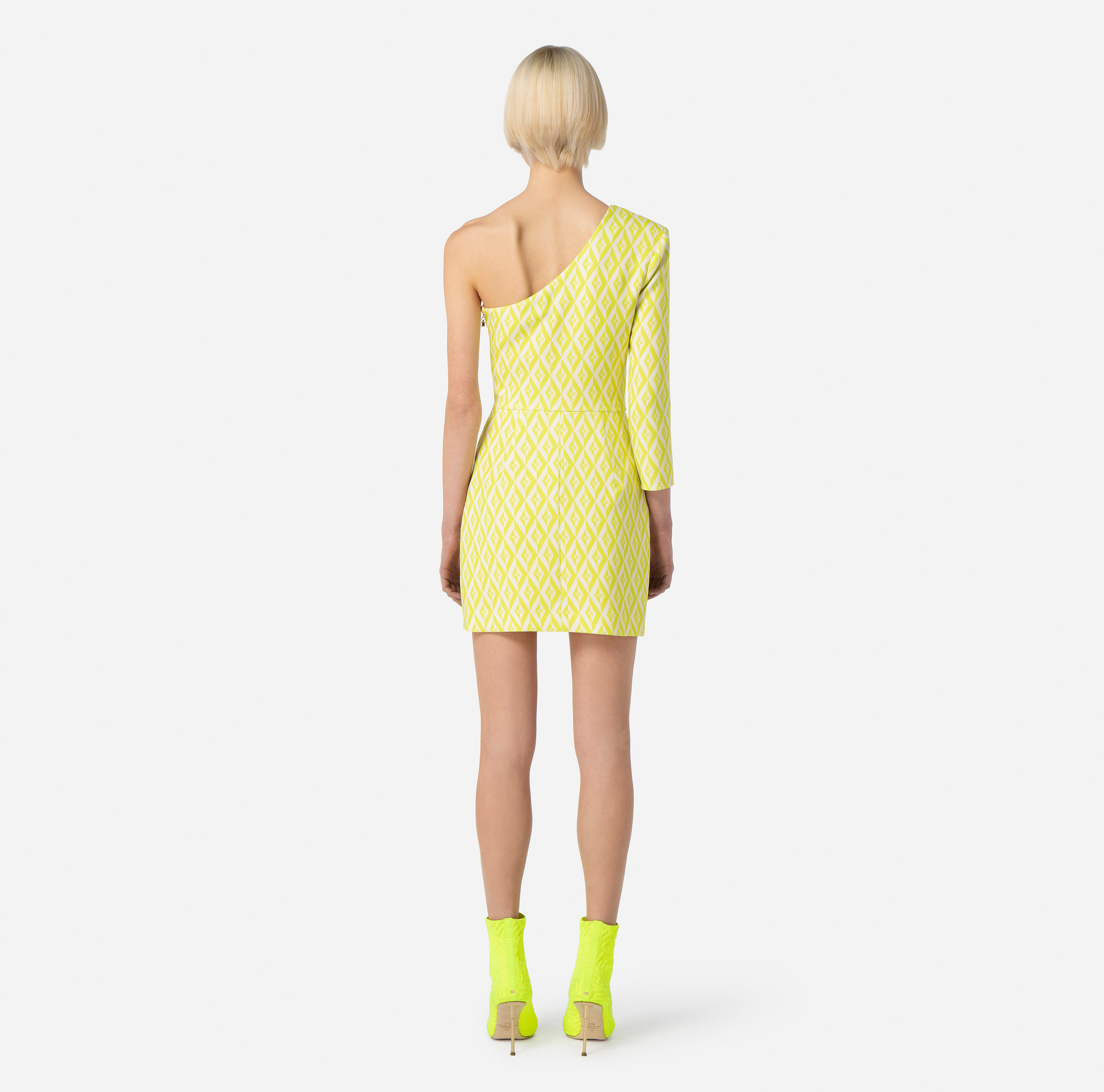 Asymmetric mini-dress in double crêpe fabric - Elisabetta Franchi