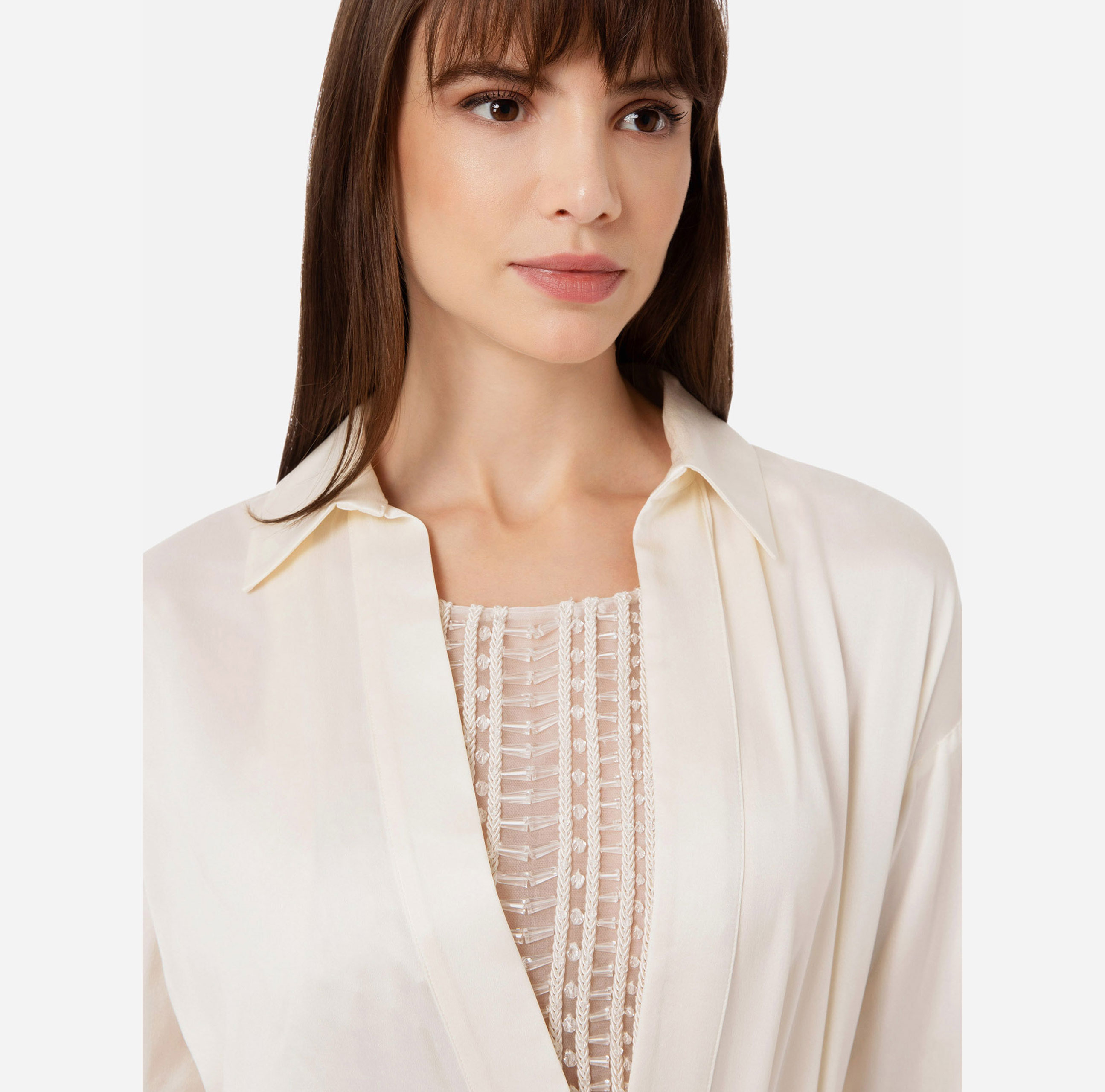 Red carpet silk dress with embroidered body - Elisabetta Franchi
