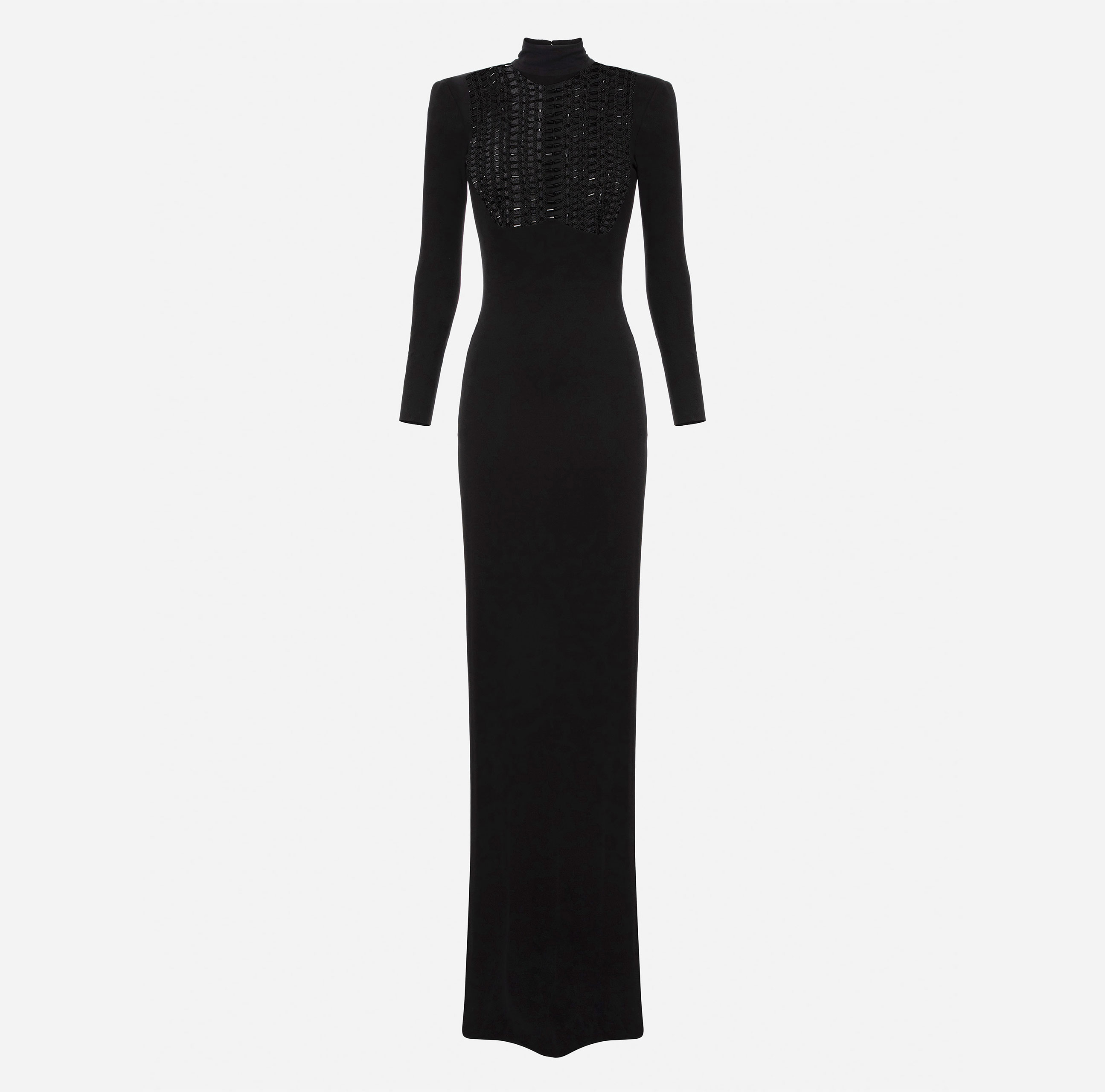 Red carpet dress in jerseywith embroidered ascot tie - Elisabetta Franchi