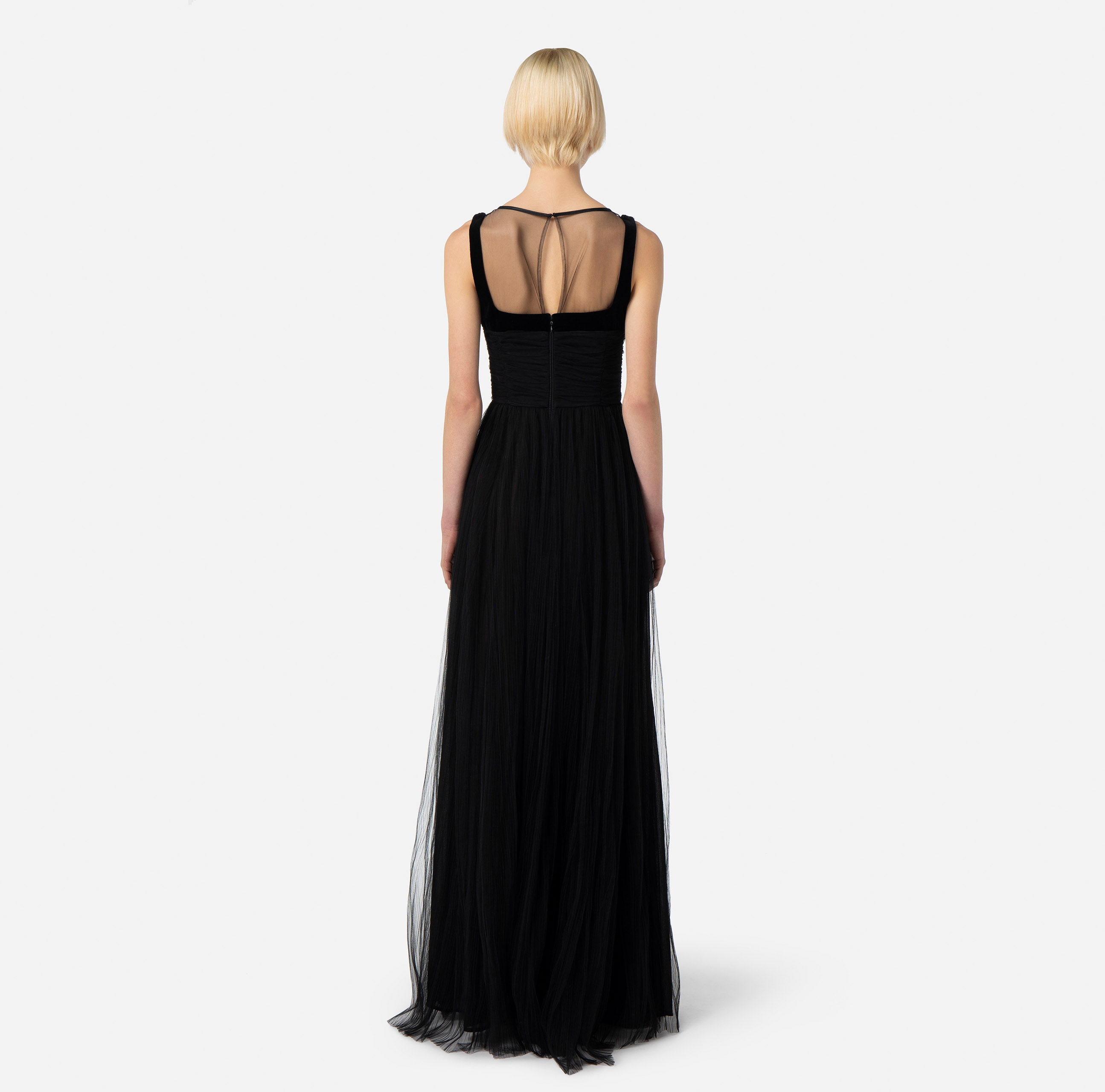 Red Carpet dress in pleated tulle fabric - Elisabetta Franchi