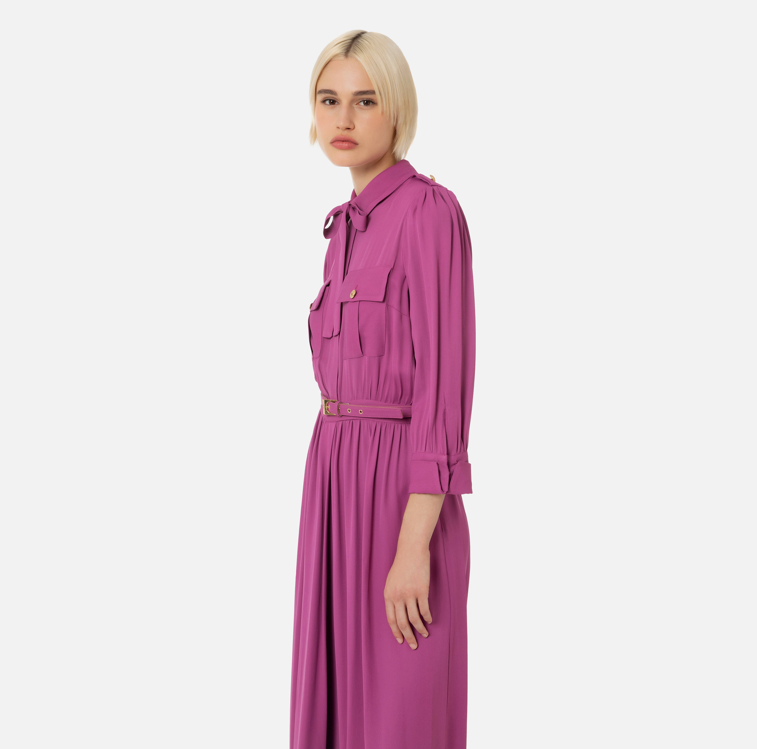 Shirt-dress in georgette fabric - Elisabetta Franchi