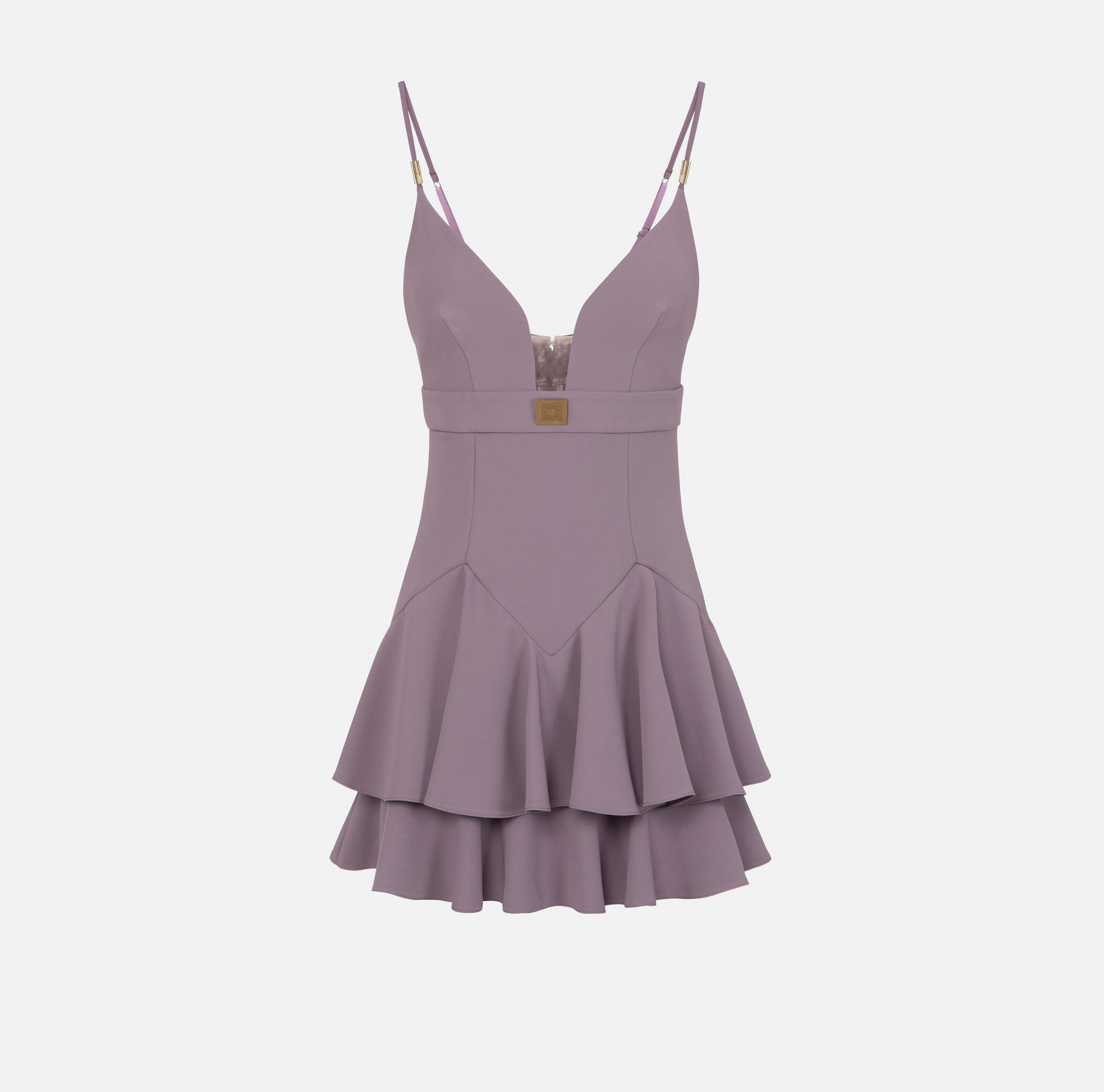 Mini-dress in double layer crêpe fabric with cups - Elisabetta Franchi