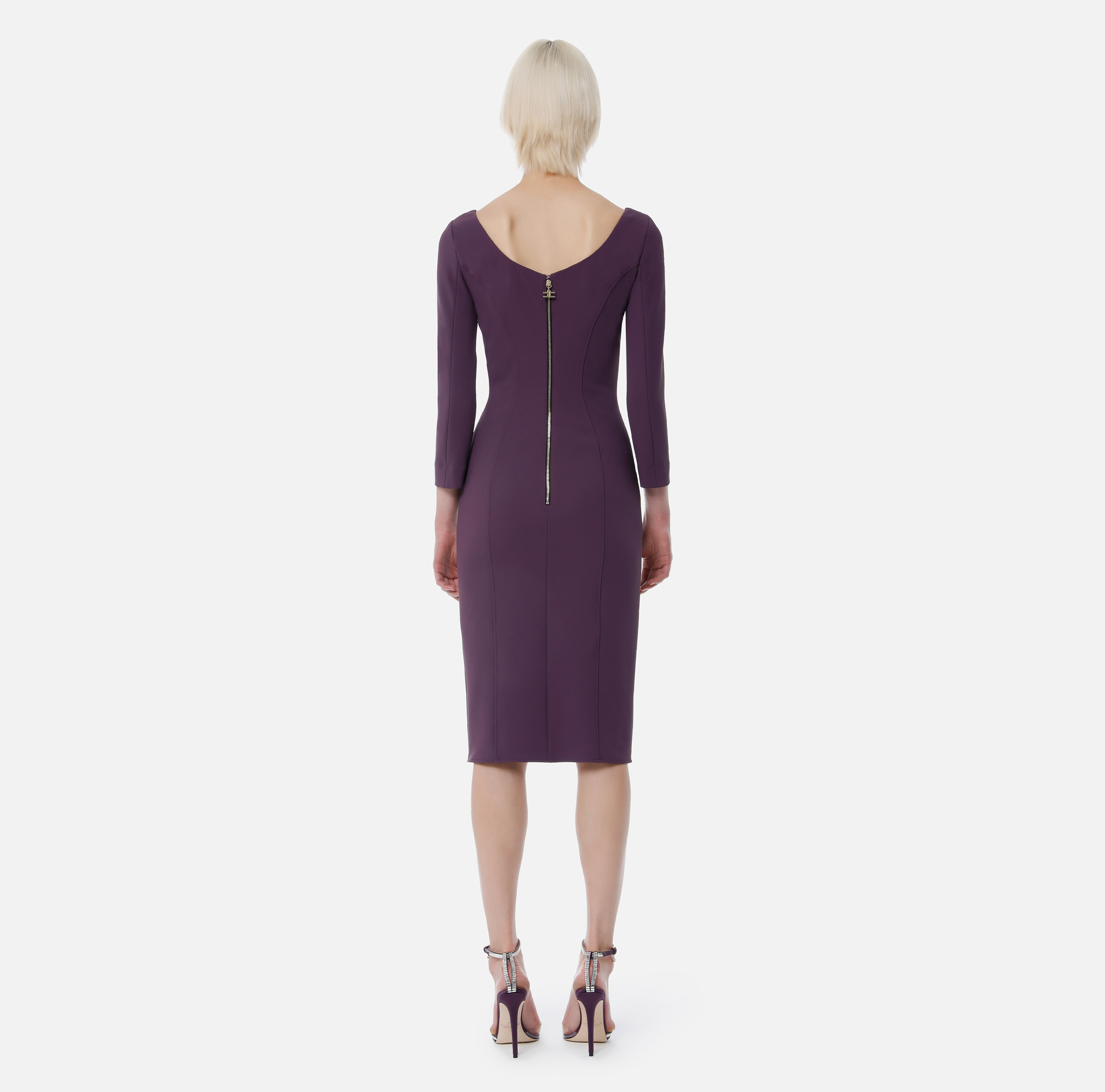 Calf-length sheath dress in double crêpe fabric - Elisabetta Franchi