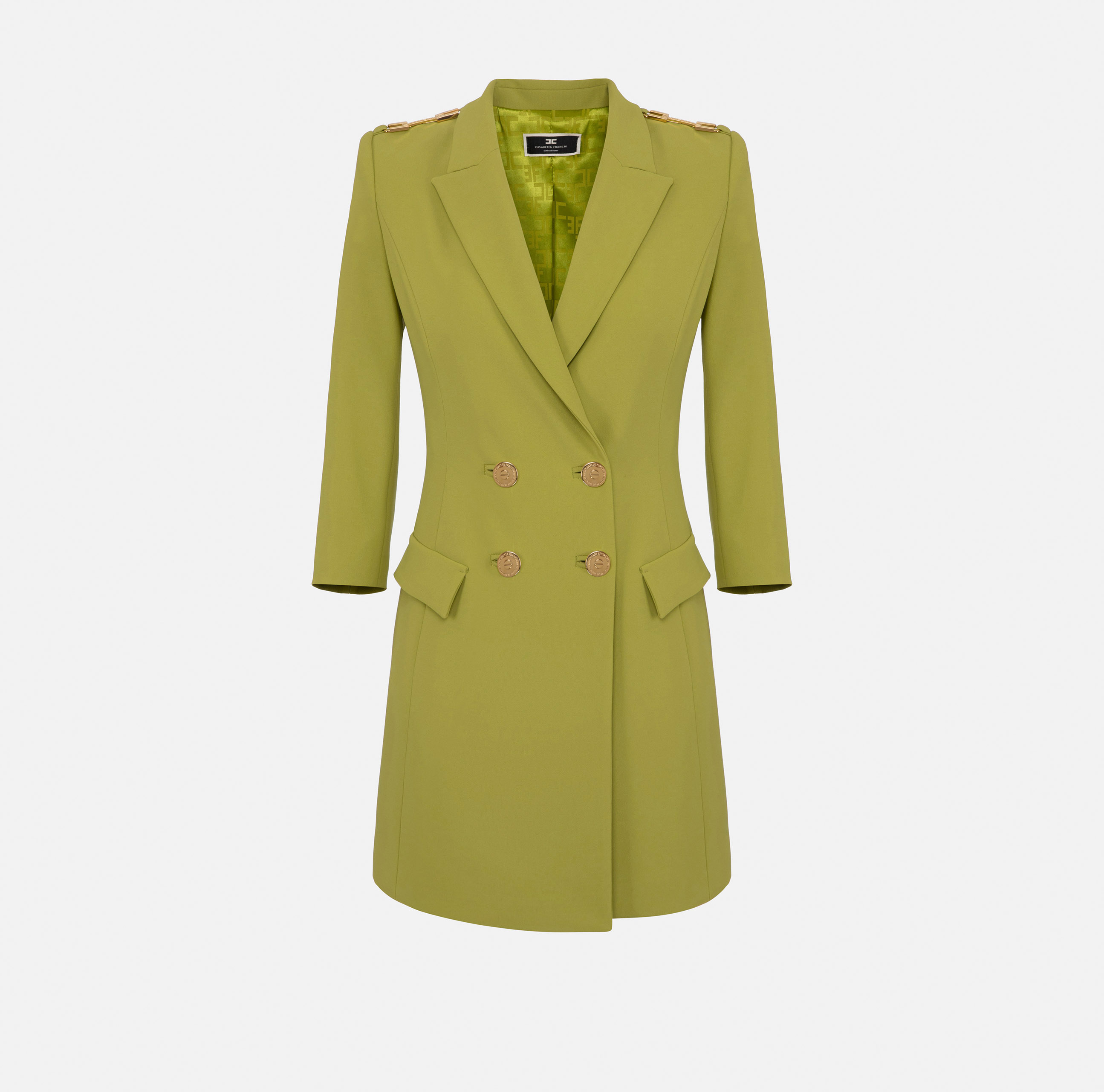 Vestido abrigo de crepé con insignias - Elisabetta Franchi