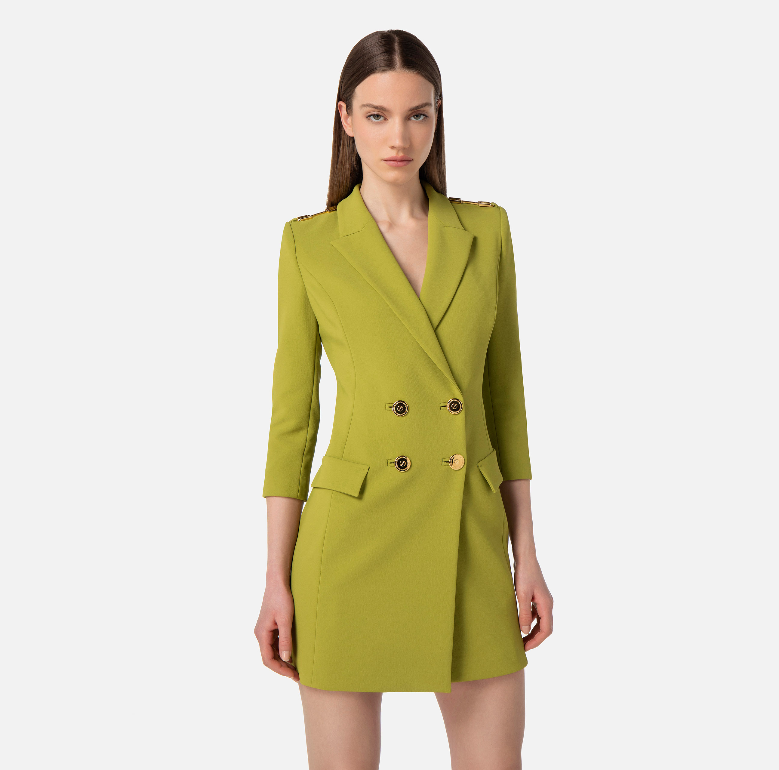 Coat dress in crêpe fabric with flashes - Elisabetta Franchi