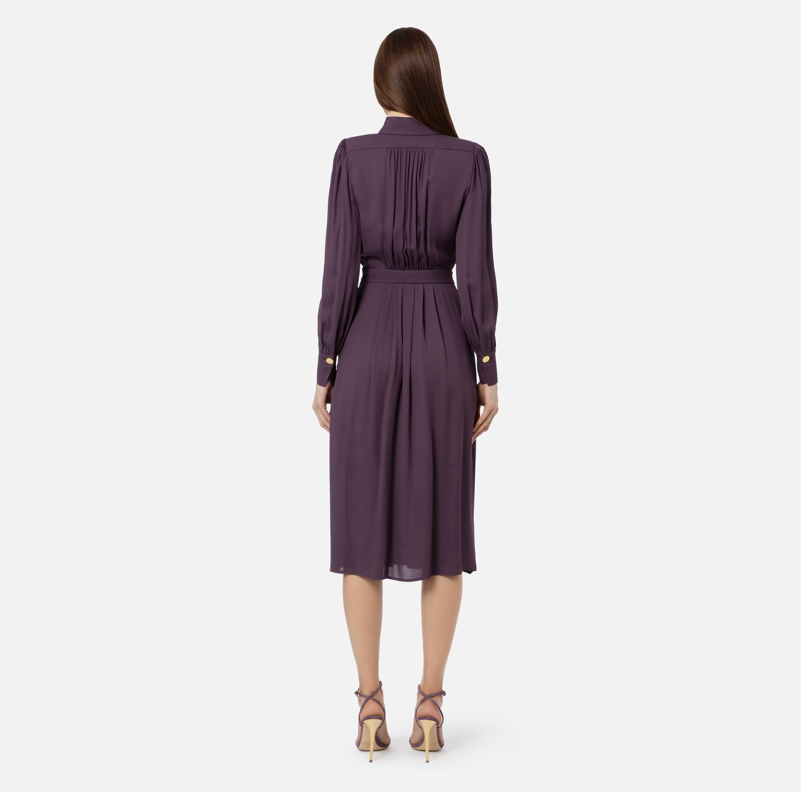 Sukienka szmizjerka z żorżety z blaszkami z logo - Elisabetta Franchi