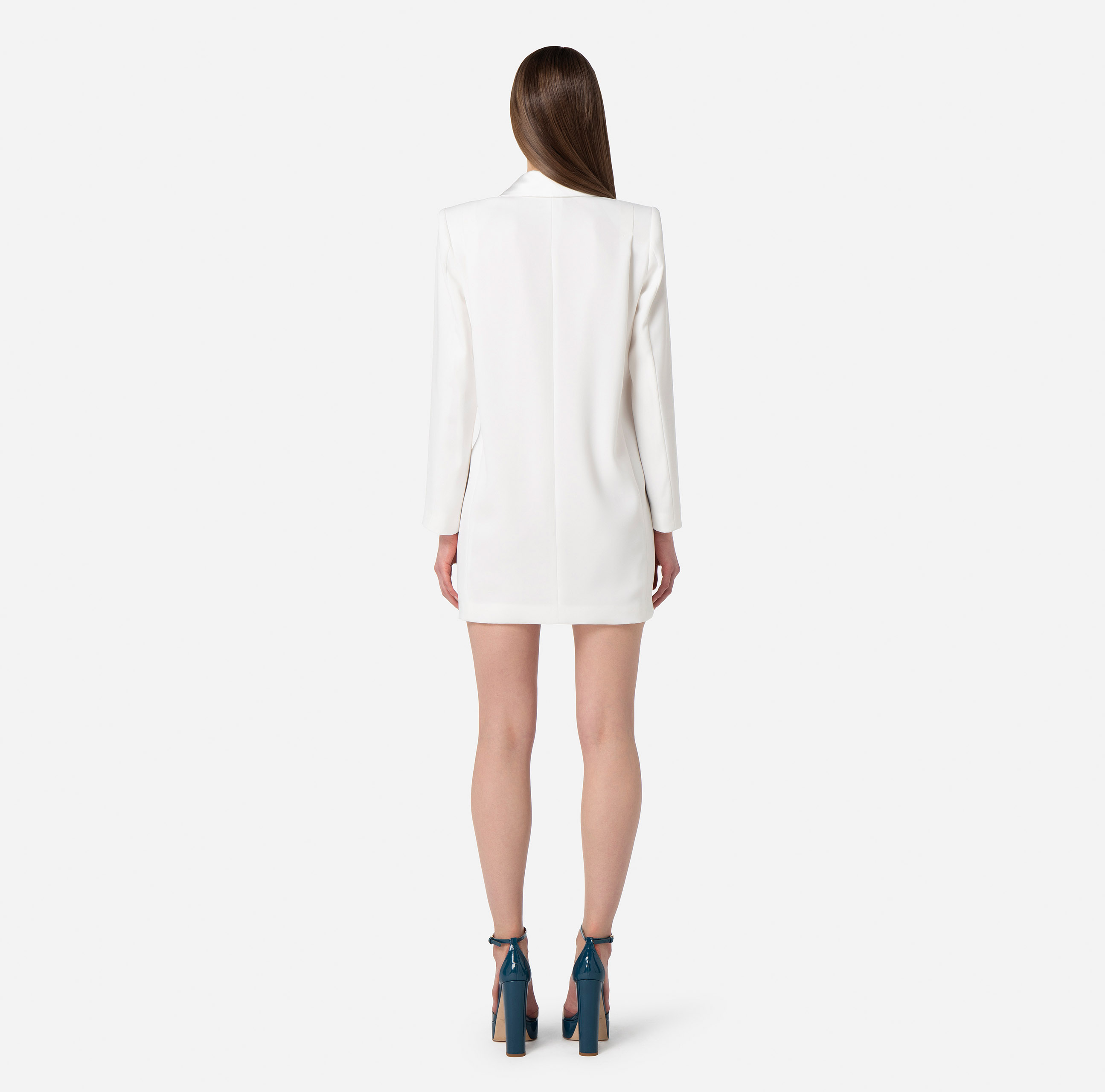 Mantelkleid aus Crêpe mit glänzendem Revers - Elisabetta Franchi
