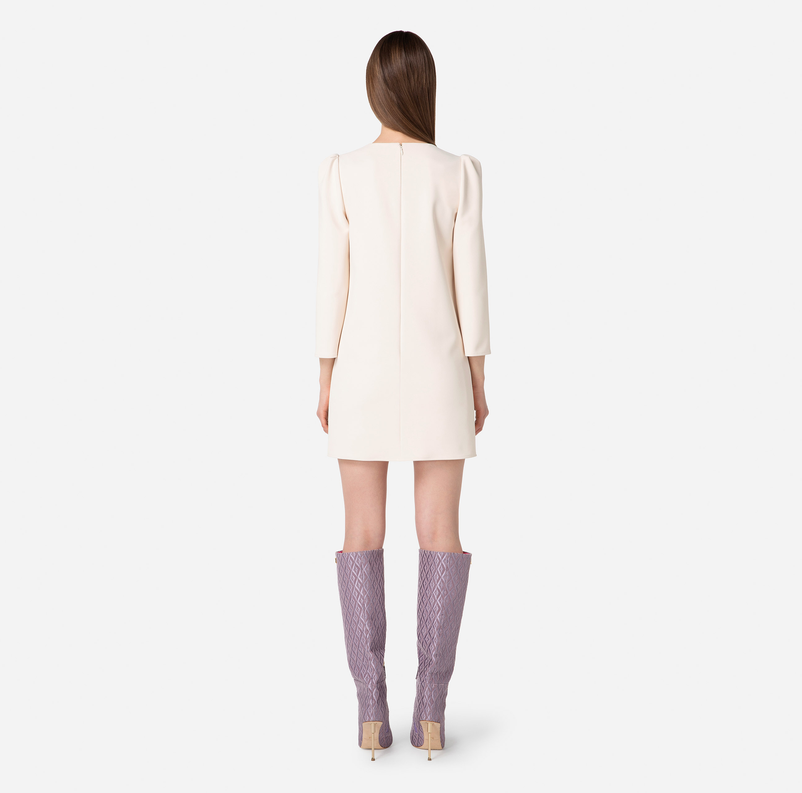 Mini-dress in double layer crêpe fabric with lettering - Elisabetta Franchi