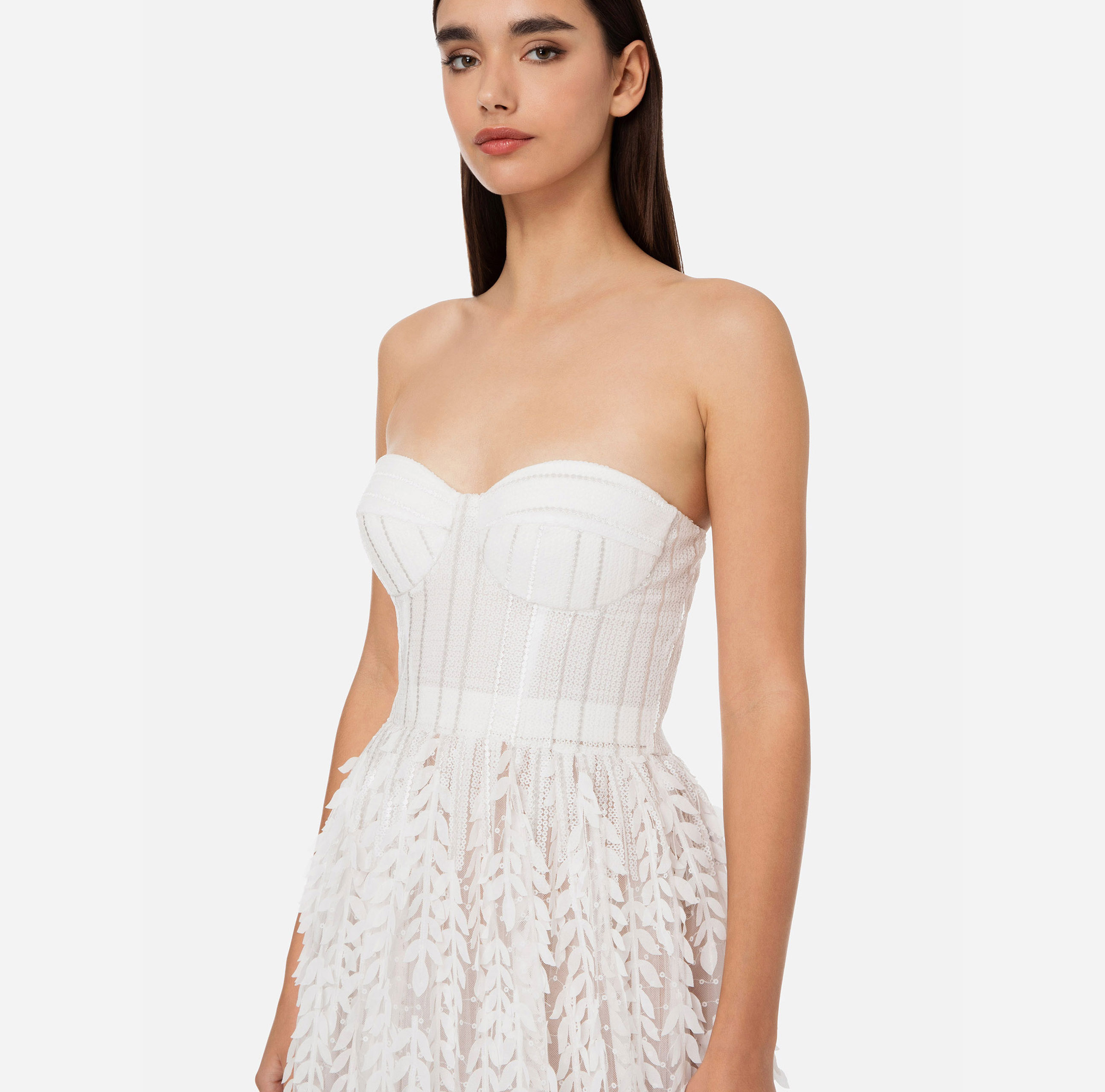 Red carpet dress with embroidered bustier top - Elisabetta Franchi