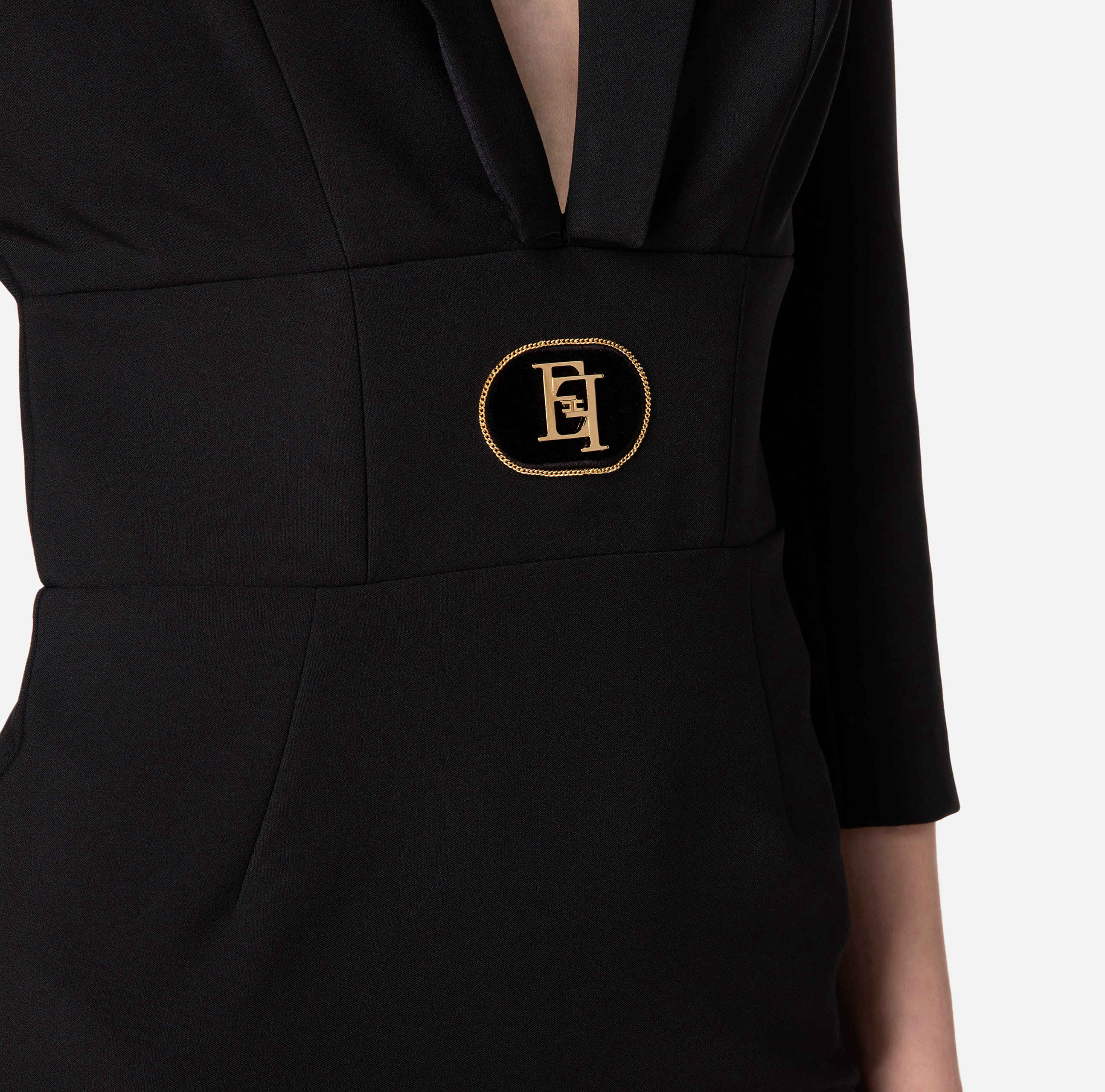 Mini-dress in double layer crêpe fabric with lapels - Elisabetta Franchi