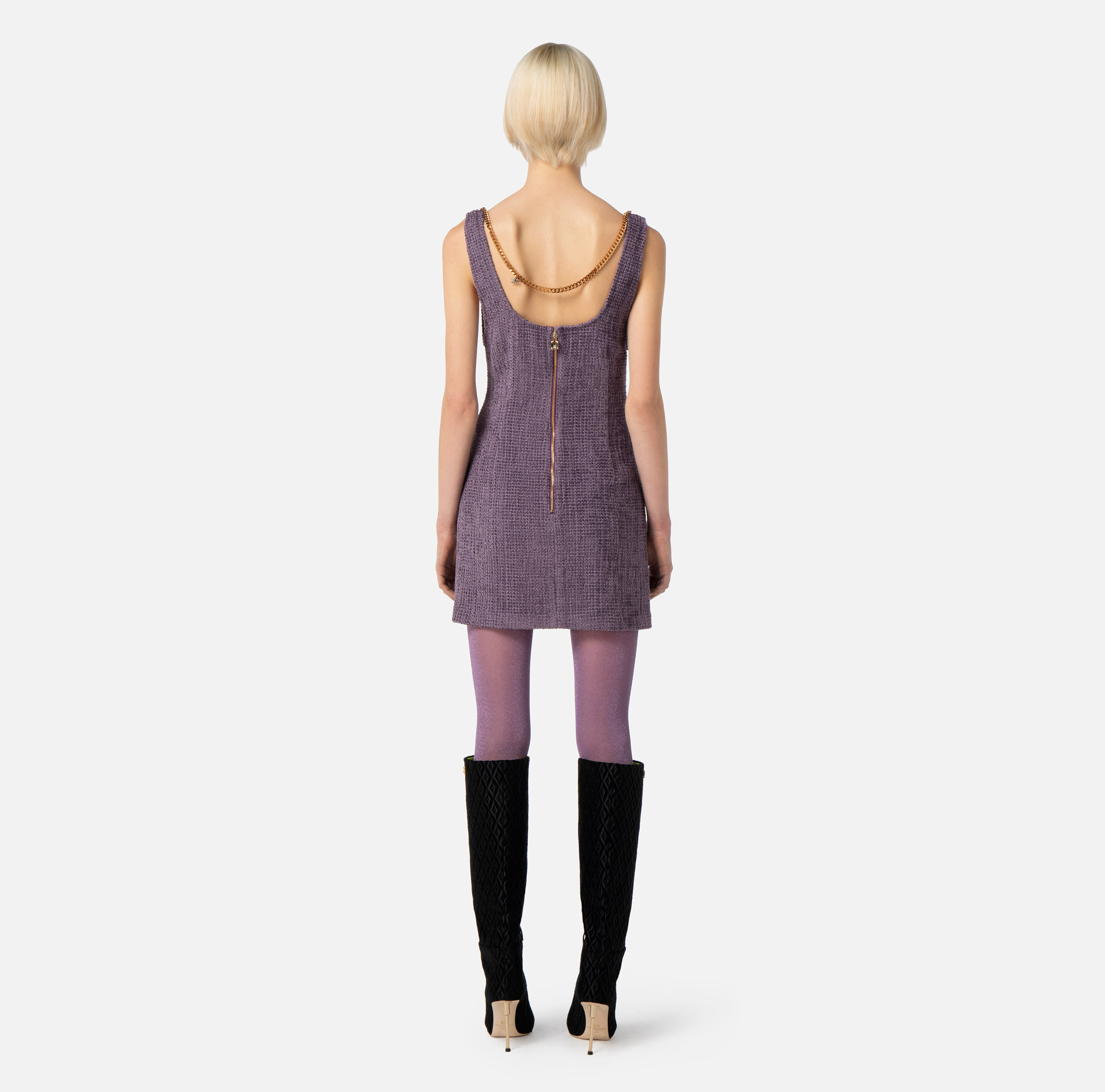 Mini-jurk van tweed met kettinkje - Elisabetta Franchi