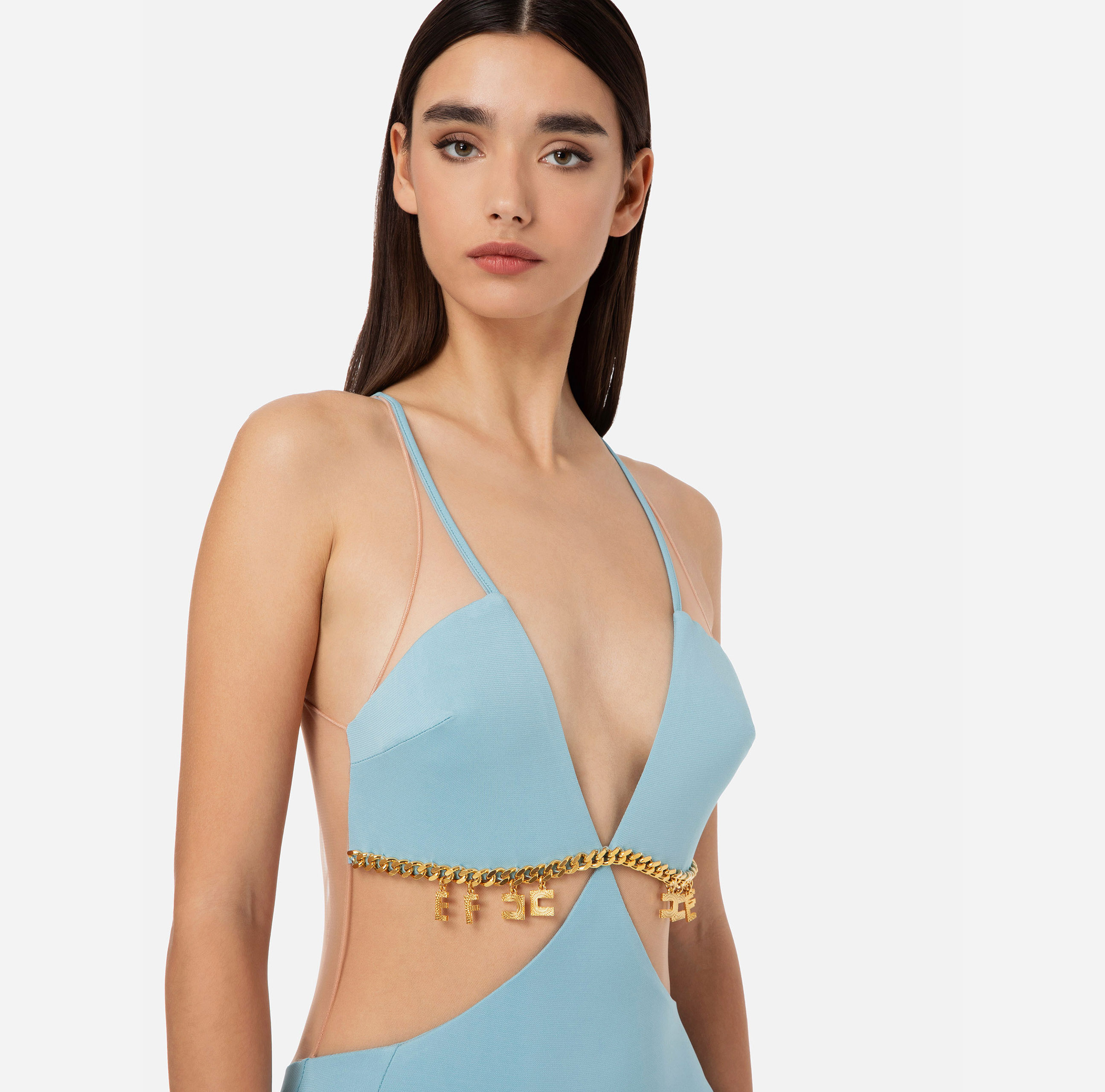 Red carpet cut out dress and charms - Elisabetta Franchi