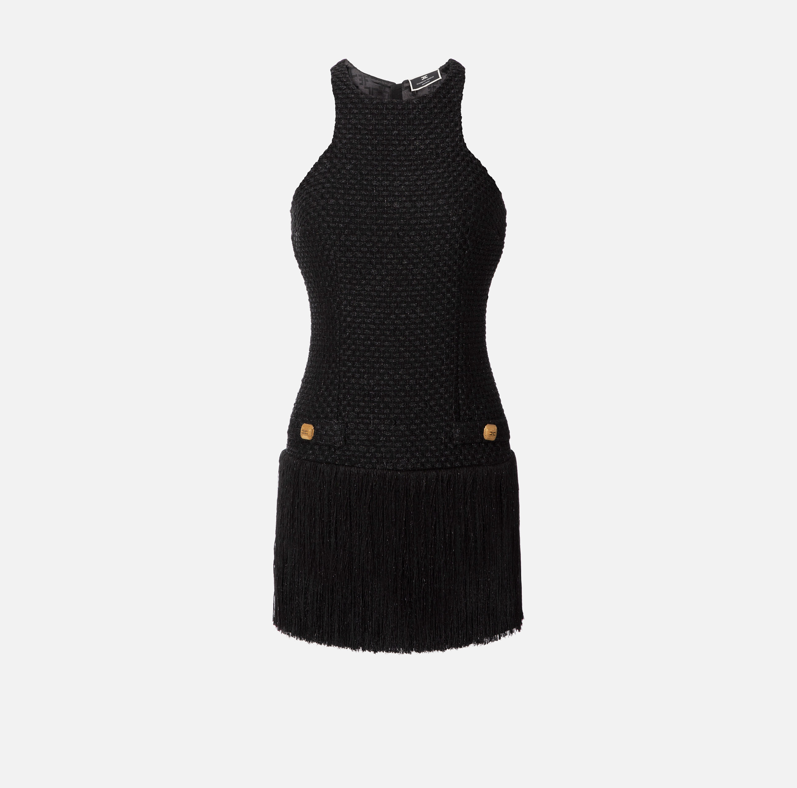 Sukienka mini z tweedu z frędzlami - Elisabetta Franchi
