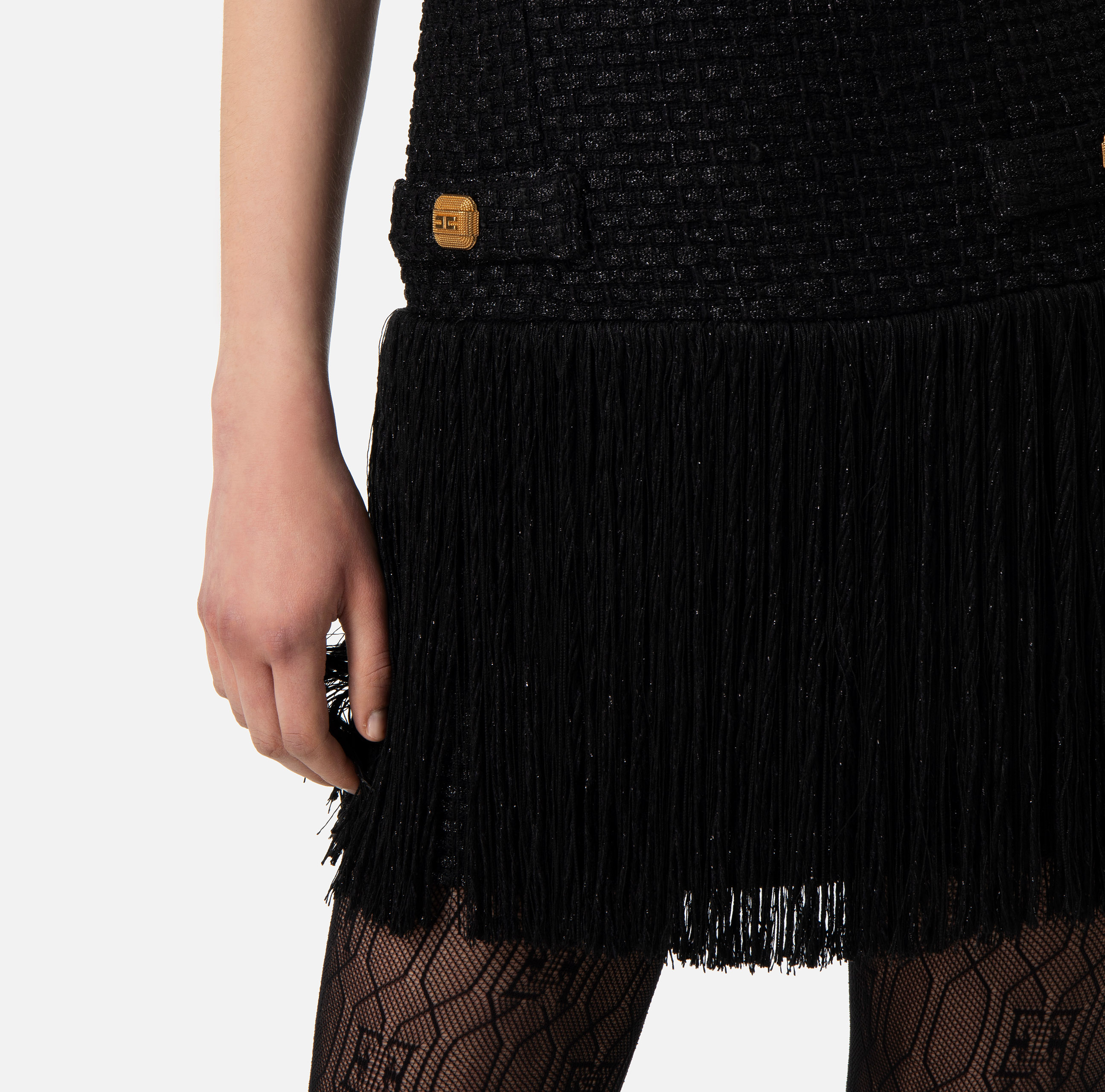 Miniabito in tweed con frange - Elisabetta Franchi