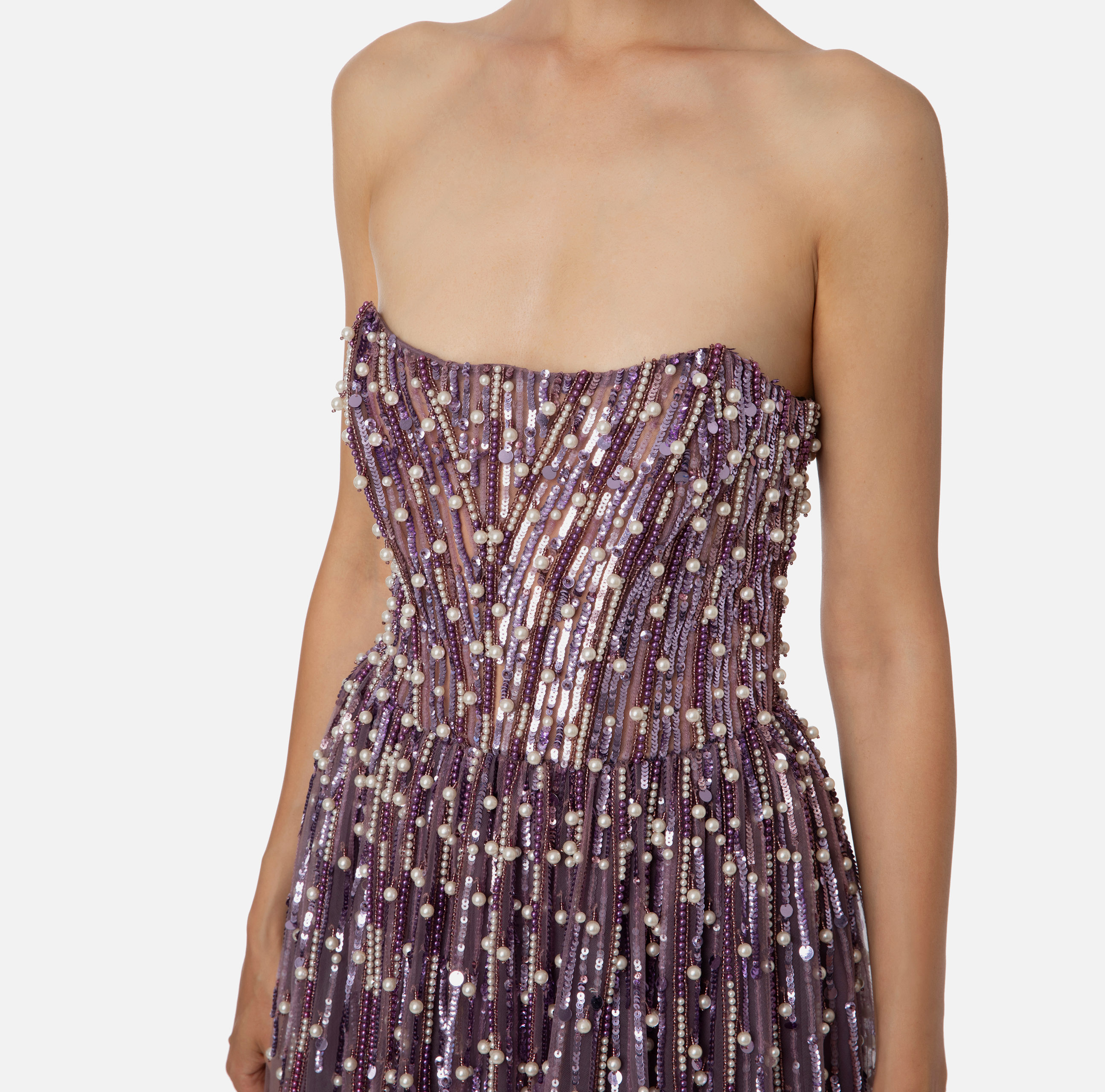 Red Carpet dress with sequins and pearls - Elisabetta Franchi